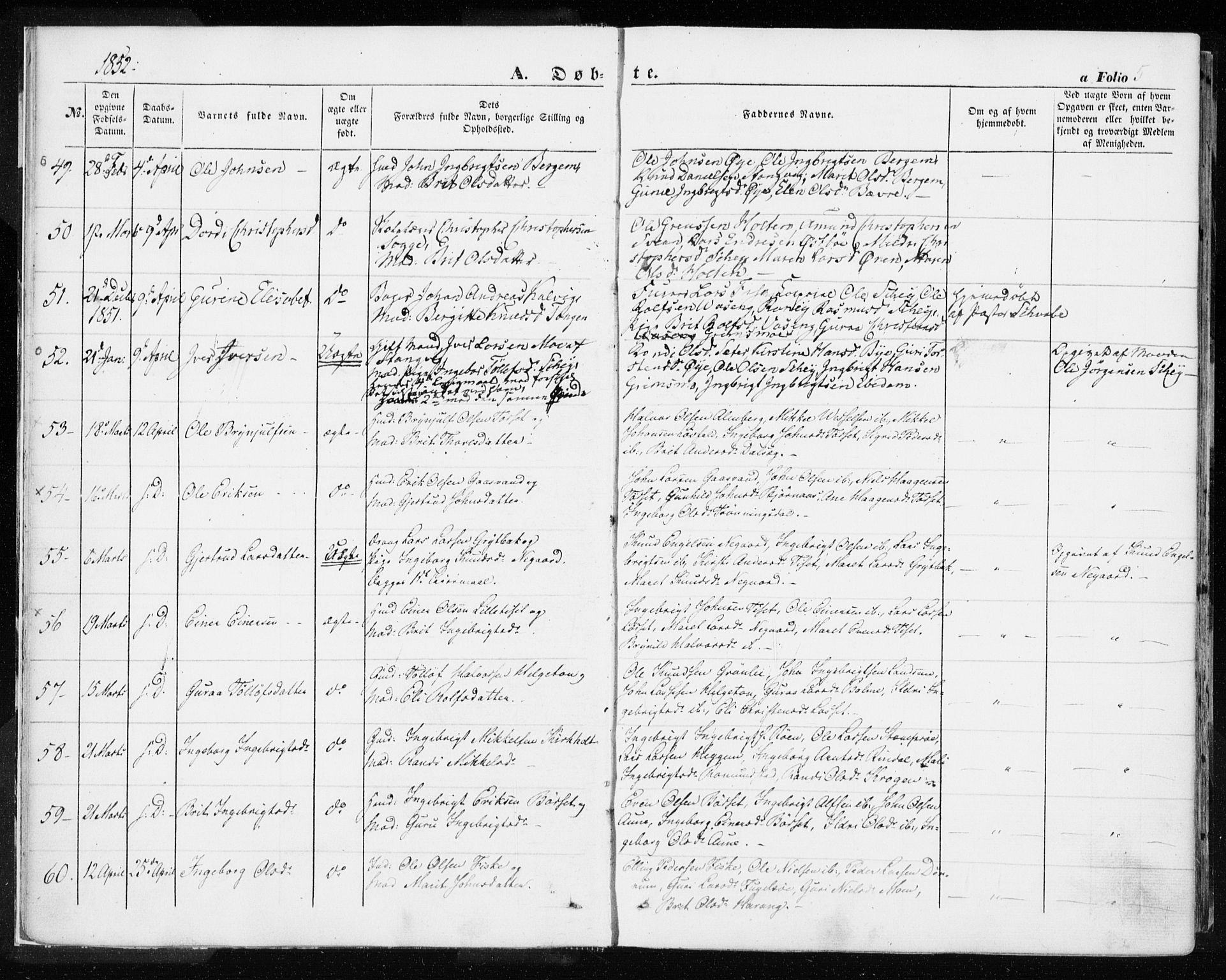 Ministerialprotokoller, klokkerbøker og fødselsregistre - Møre og Romsdal, AV/SAT-A-1454/595/L1044: Parish register (official) no. 595A06, 1852-1863, p. 5