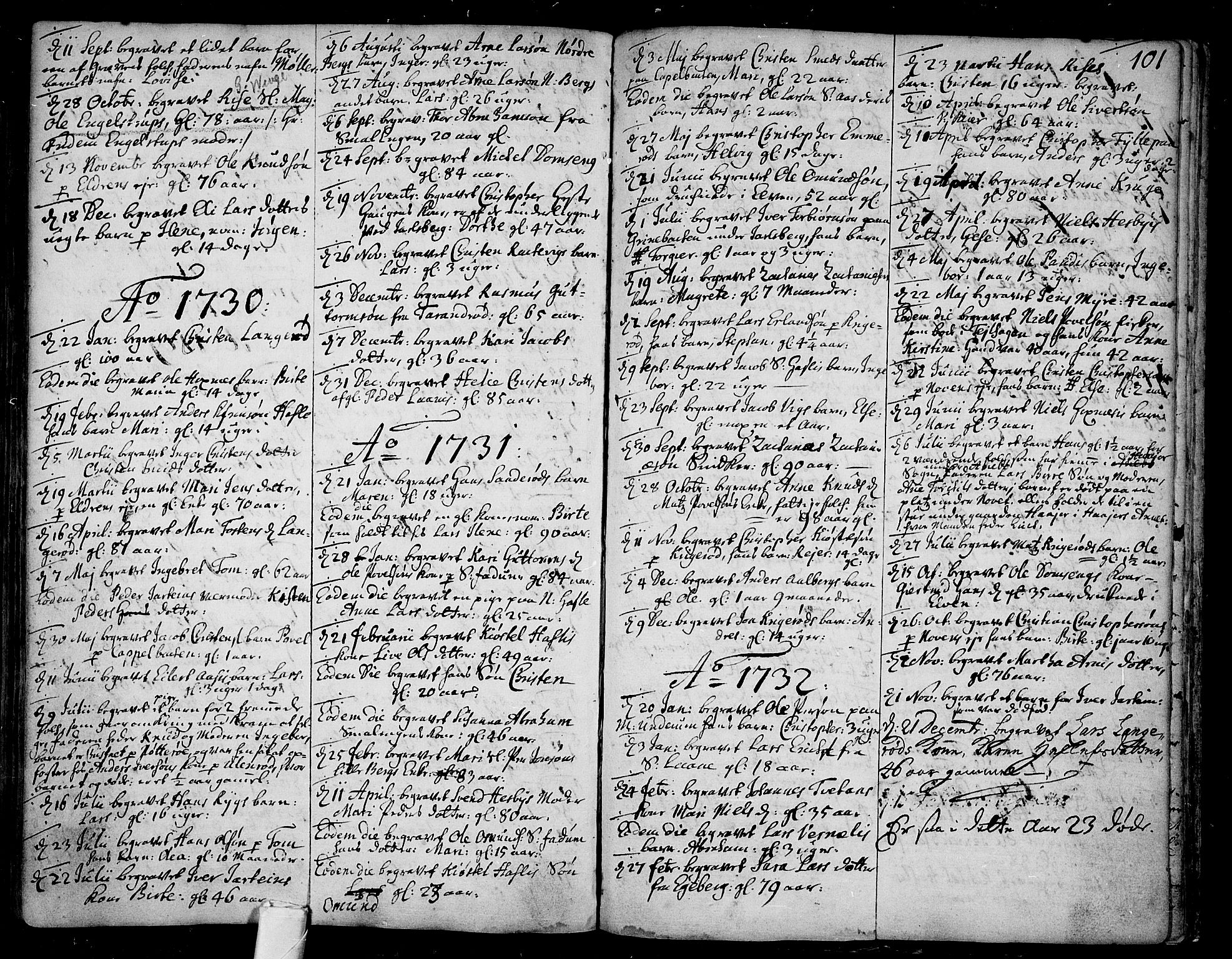 Sem kirkebøker, SAKO/A-5/F/Fa/L0001: Parish register (official) no. I 1, 1702-1763, p. 101