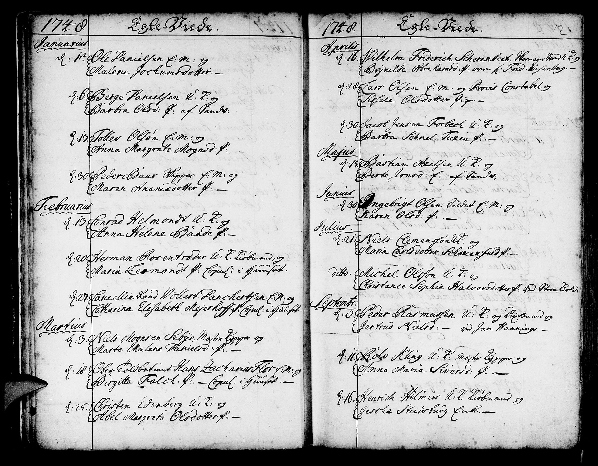 Korskirken sokneprestembete, SAB/A-76101/H/Haa/L0009: Parish register (official) no. A 9, 1743-1861, p. 12