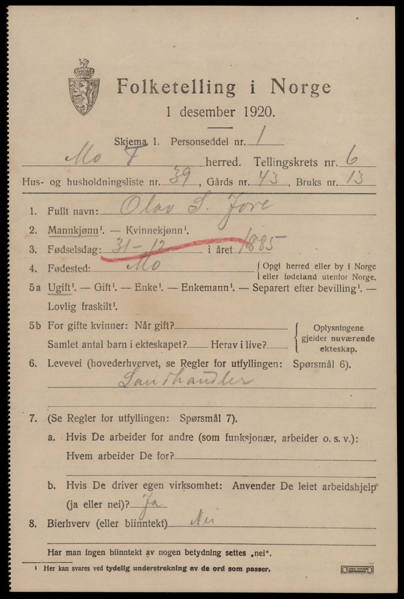 SAKO, 1920 census for Mo, 1920, p. 2582