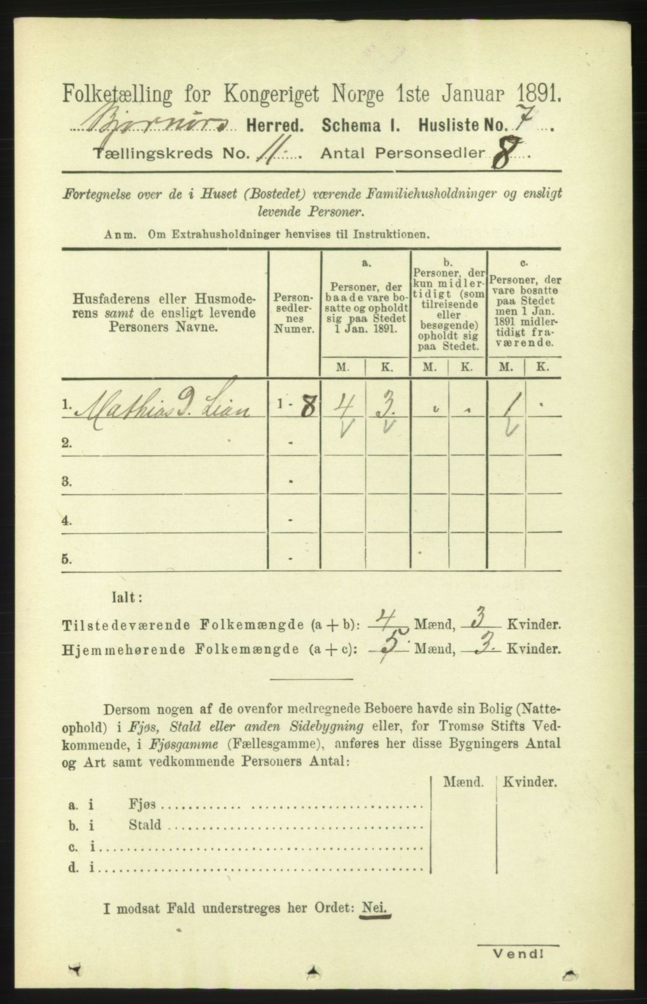 RA, 1891 census for 1632 Bjørnør, 1891, p. 4610