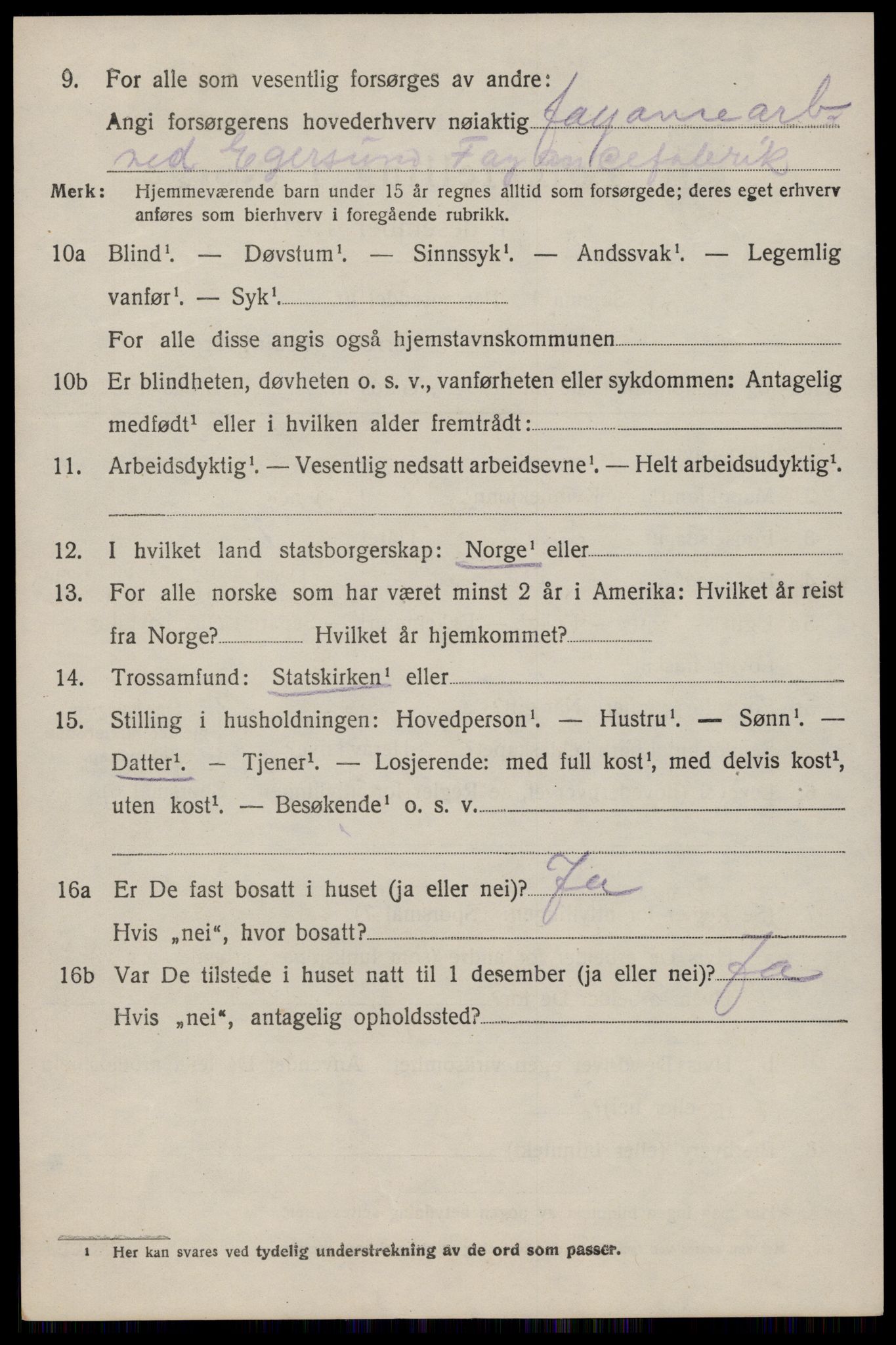 SAST, 1920 census for Eigersund, 1920, p. 5806