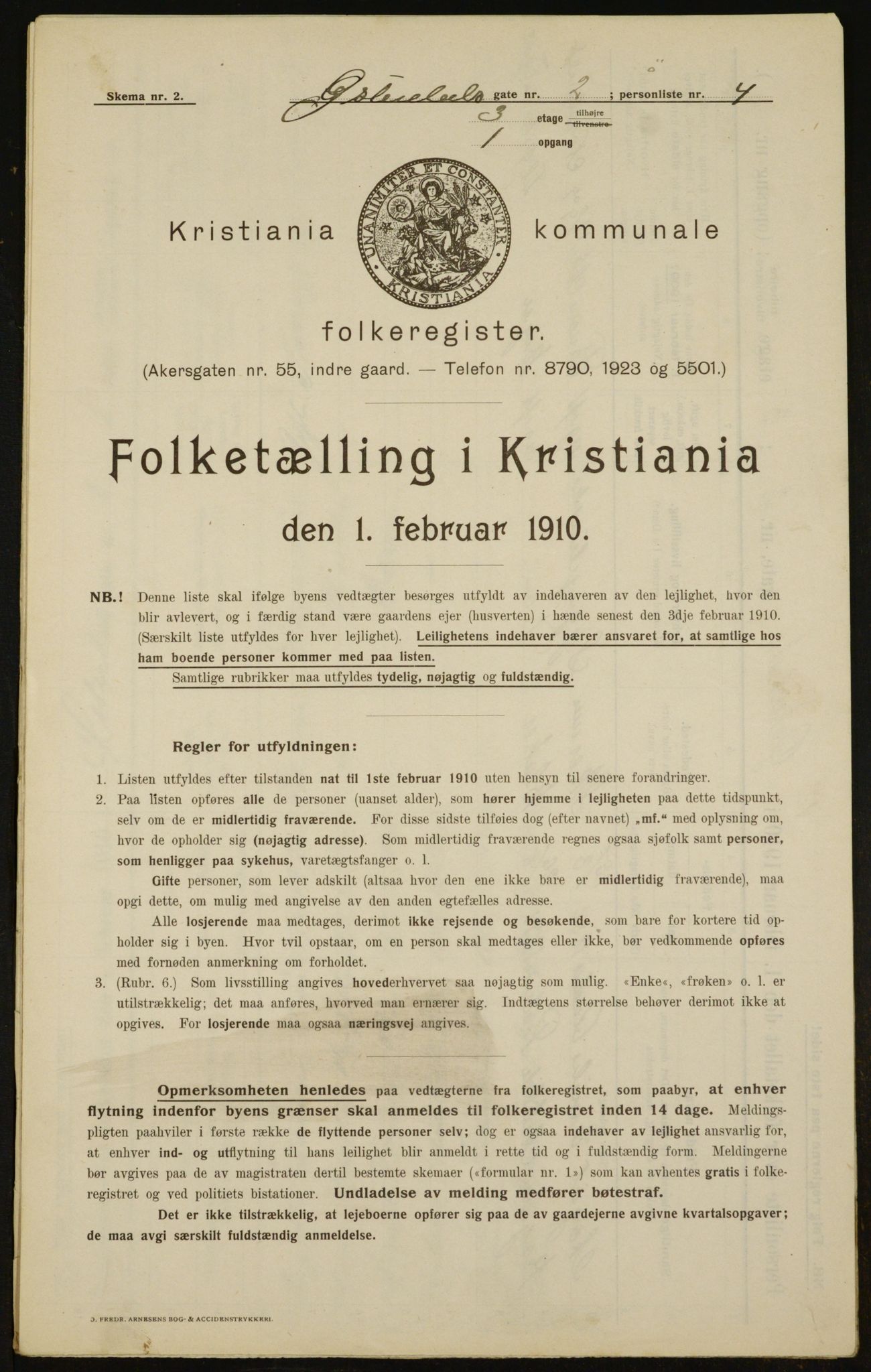 OBA, Municipal Census 1910 for Kristiania, 1910, p. 122250