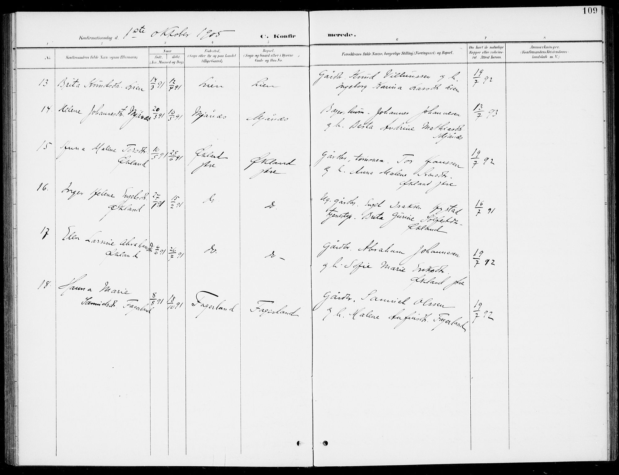 Sveio Sokneprestembete, AV/SAB-A-78501/H/Haa: Parish register (official) no. C 3, 1899-1916, p. 109