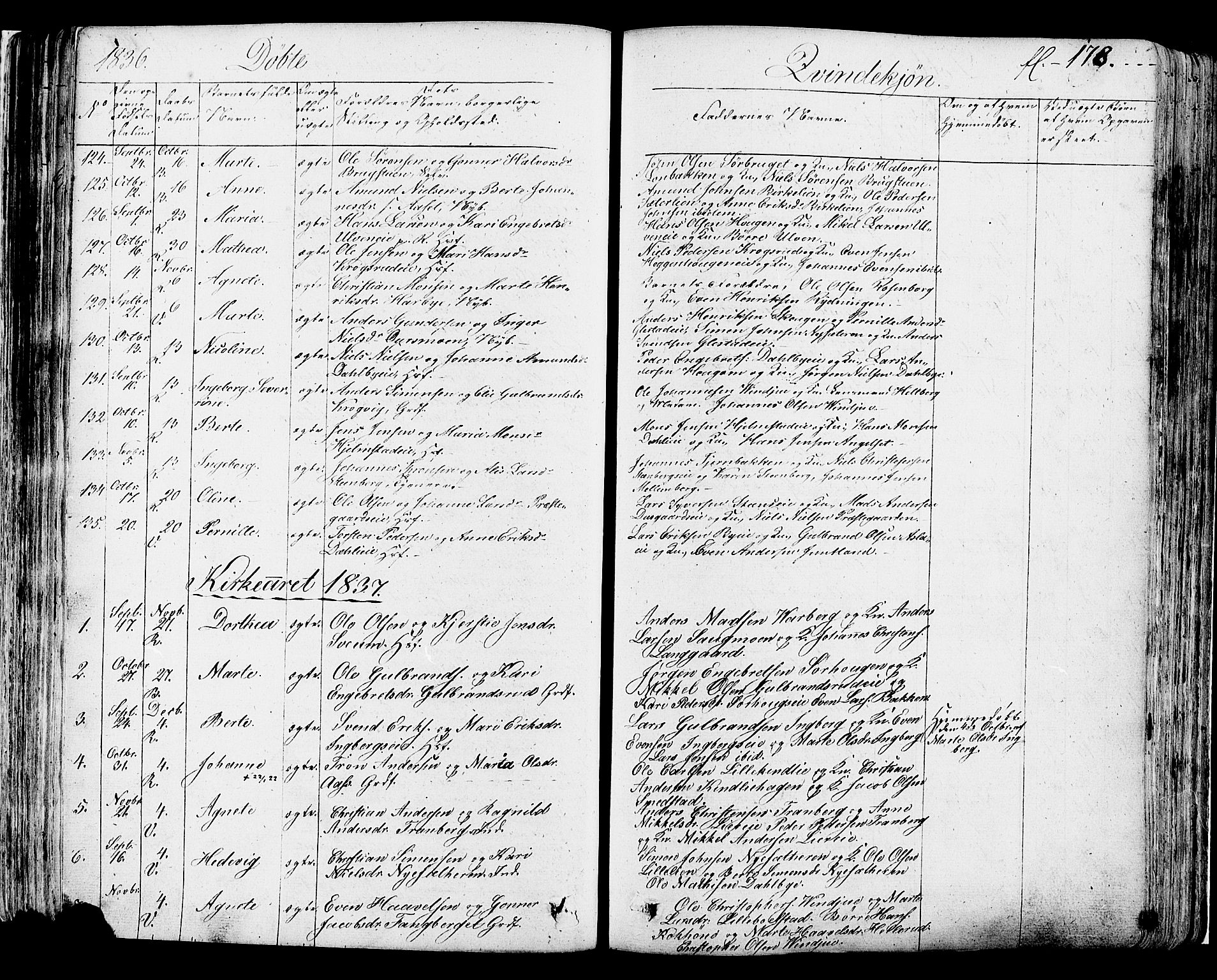 Ringsaker prestekontor, AV/SAH-PREST-014/K/Ka/L0007: Parish register (official) no. 7A, 1826-1837, p. 178