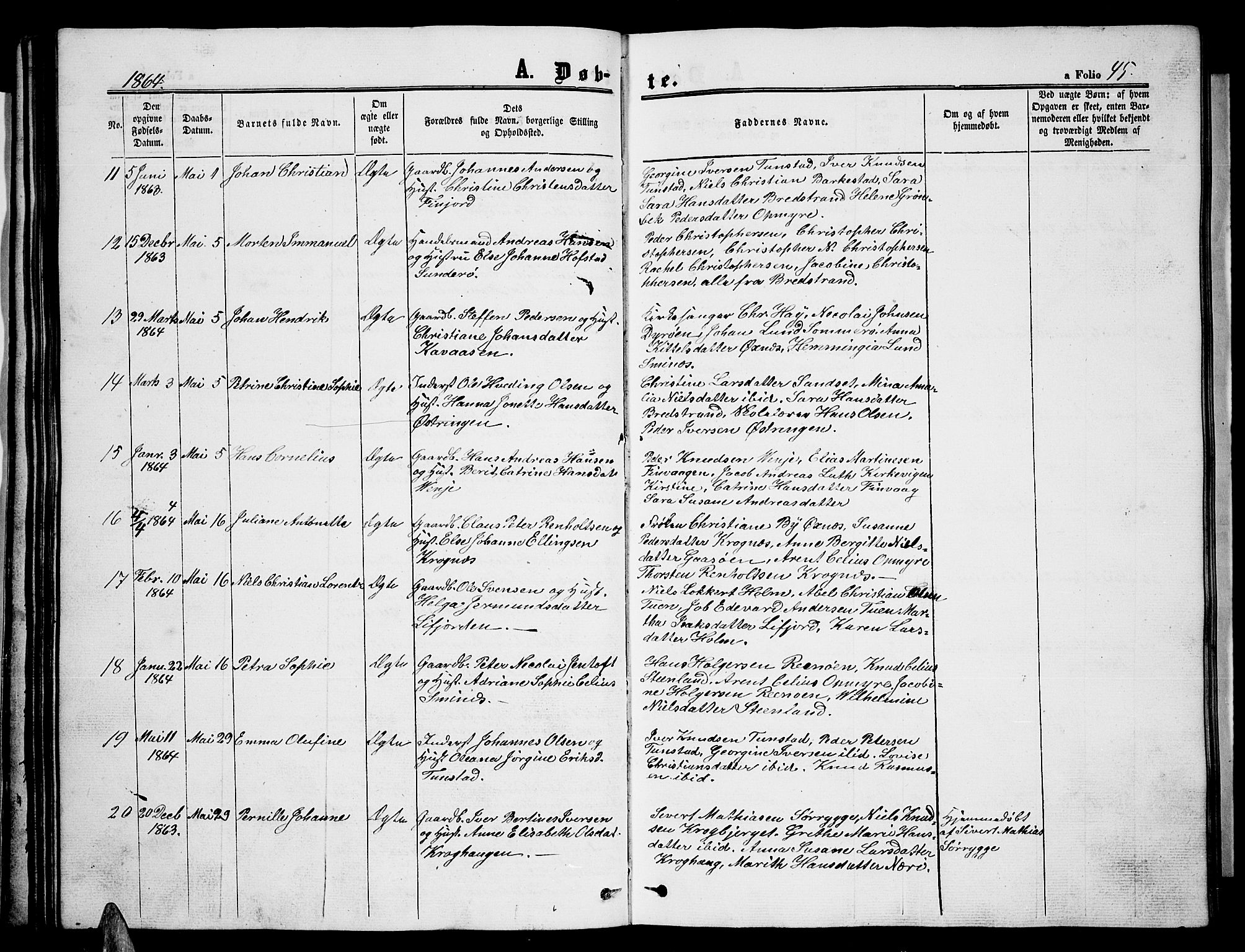 Ministerialprotokoller, klokkerbøker og fødselsregistre - Nordland, AV/SAT-A-1459/893/L1347: Parish register (copy) no. 893C02, 1858-1866, p. 45