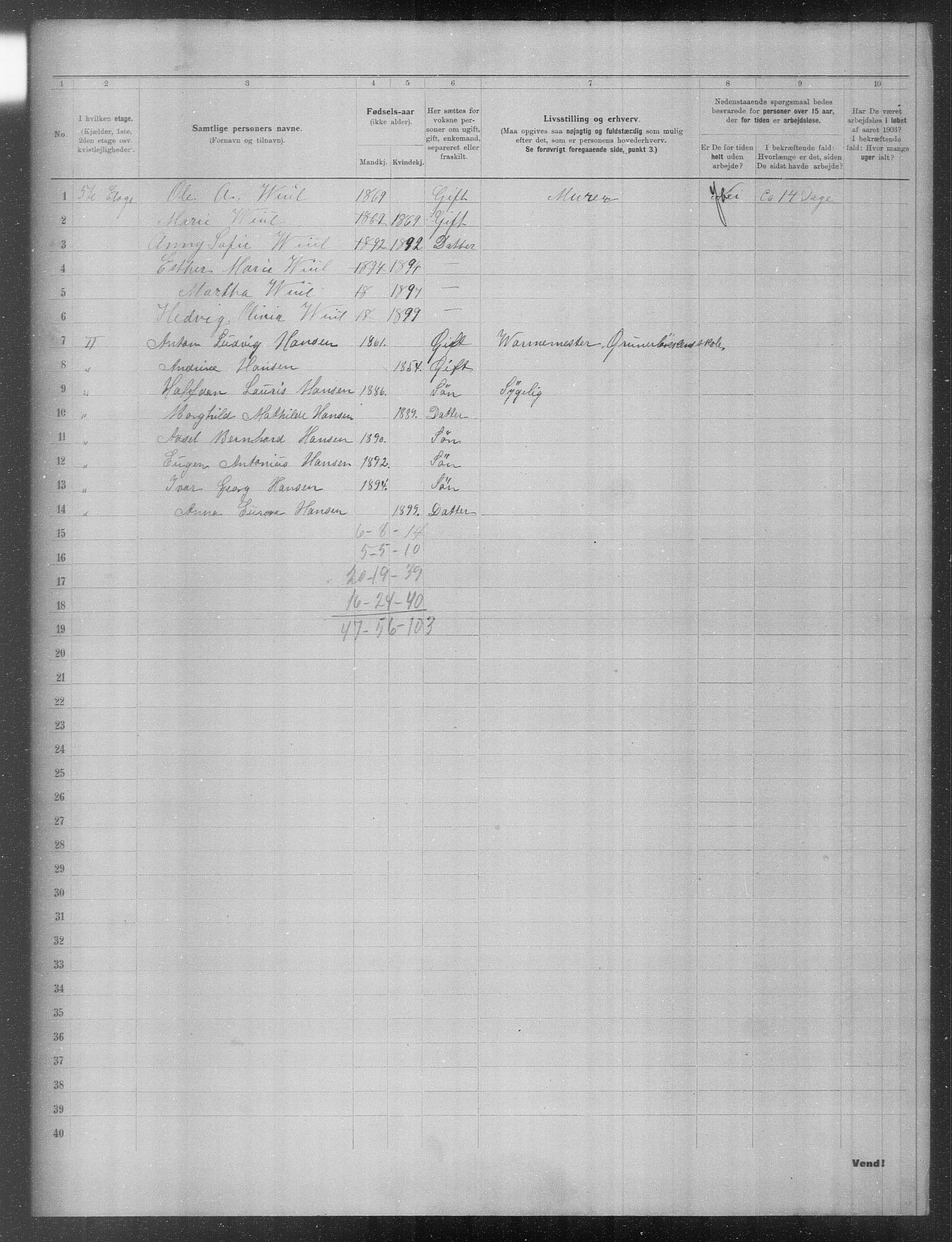 OBA, Municipal Census 1903 for Kristiania, 1903, p. 17507