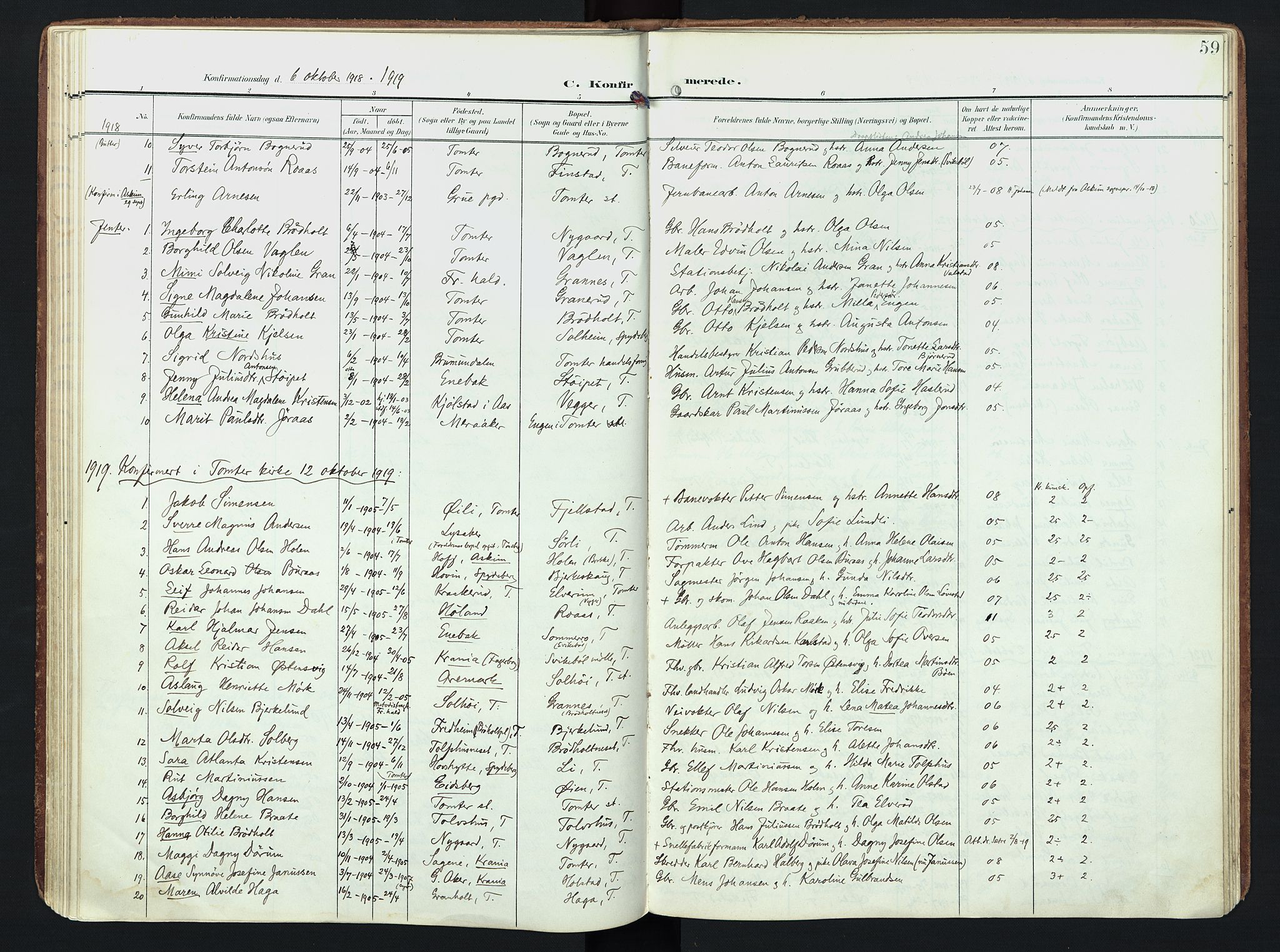 Hobøl prestekontor Kirkebøker, AV/SAO-A-2002/F/Fb/L0002: Parish register (official) no. II 2, 1905-1927, p. 59