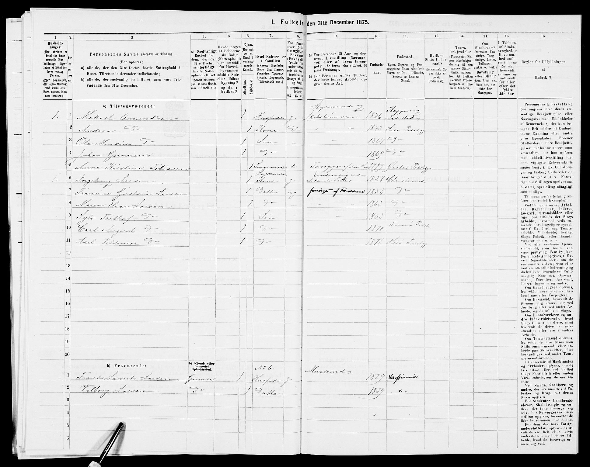 SAK, 1875 census for 0922P Hisøy, 1875, p. 371