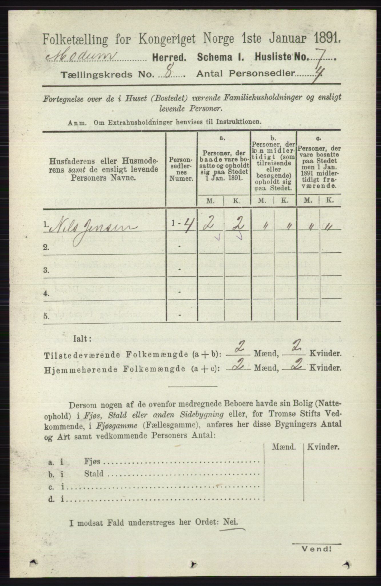 RA, 1891 census for 0623 Modum, 1891, p. 2789