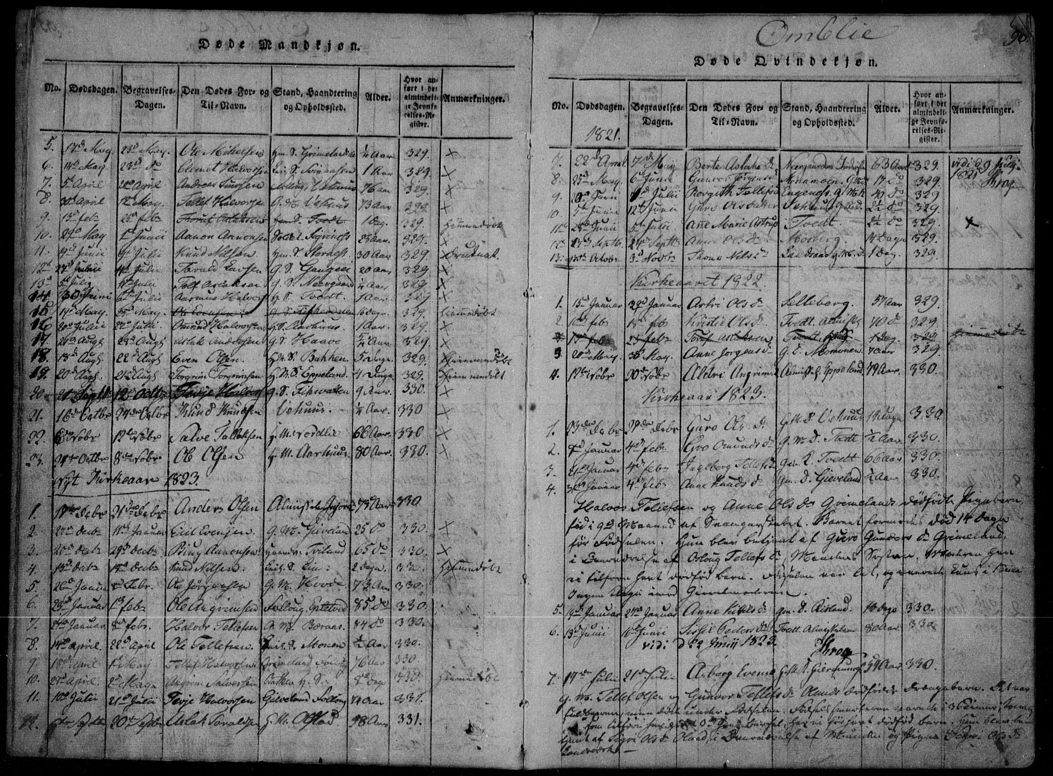 Åmli sokneprestkontor, SAK/1111-0050/F/Fa/Fac/L0006: Parish register (official) no. A 6, 1816-1829, p. 96