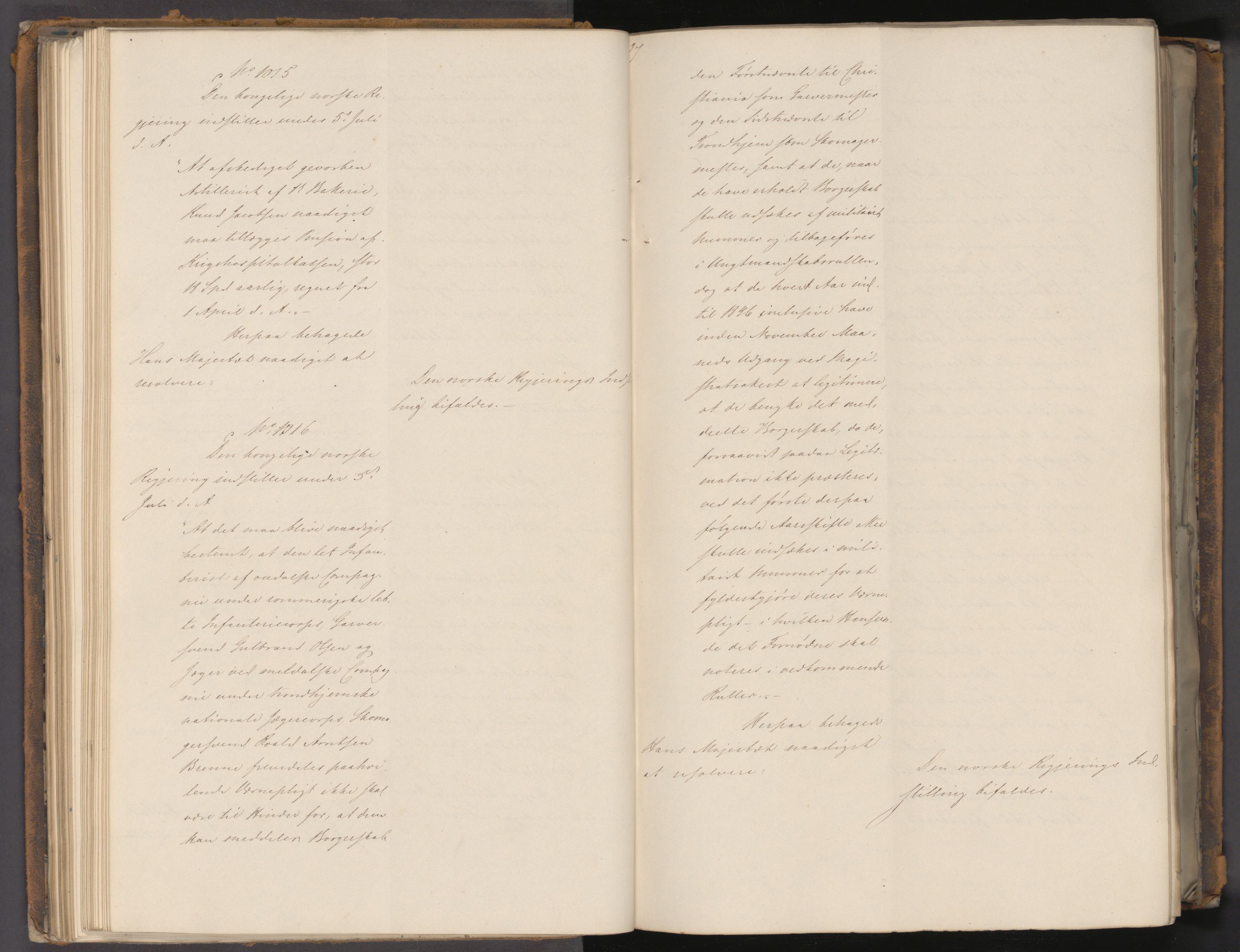 Statsrådssekretariatet, AV/RA-S-1001/A/Ab/L0058: Kgl. res. nr. 881-1783, 2. halvår, 1843