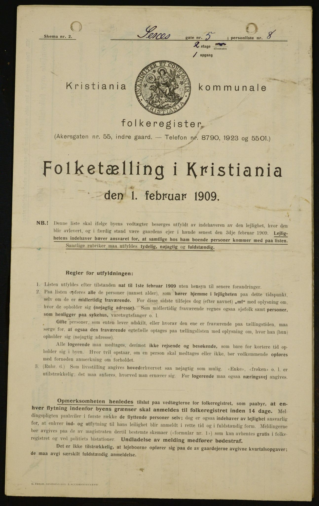 OBA, Municipal Census 1909 for Kristiania, 1909, p. 85938