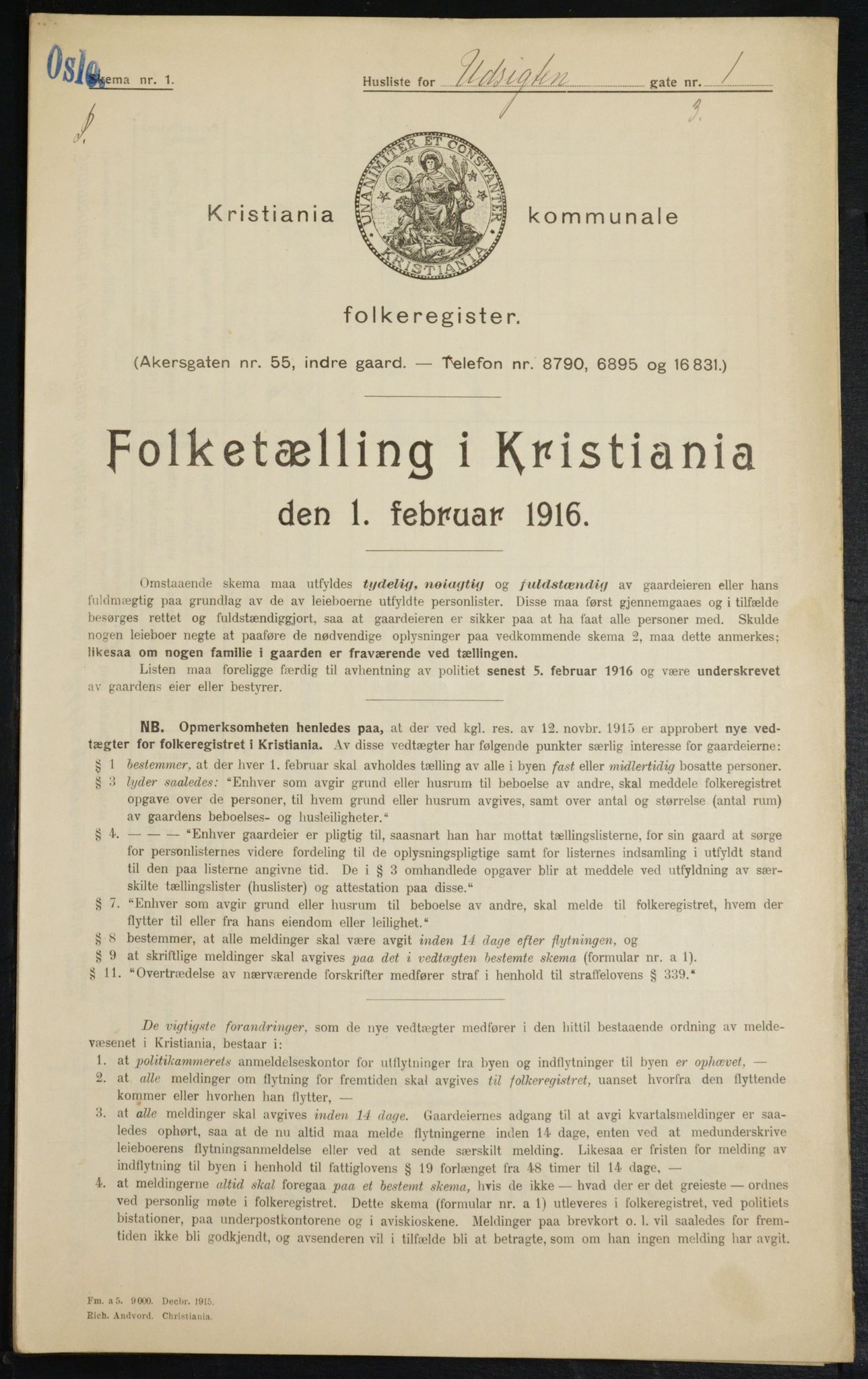 OBA, Municipal Census 1916 for Kristiania, 1916, p. 125053