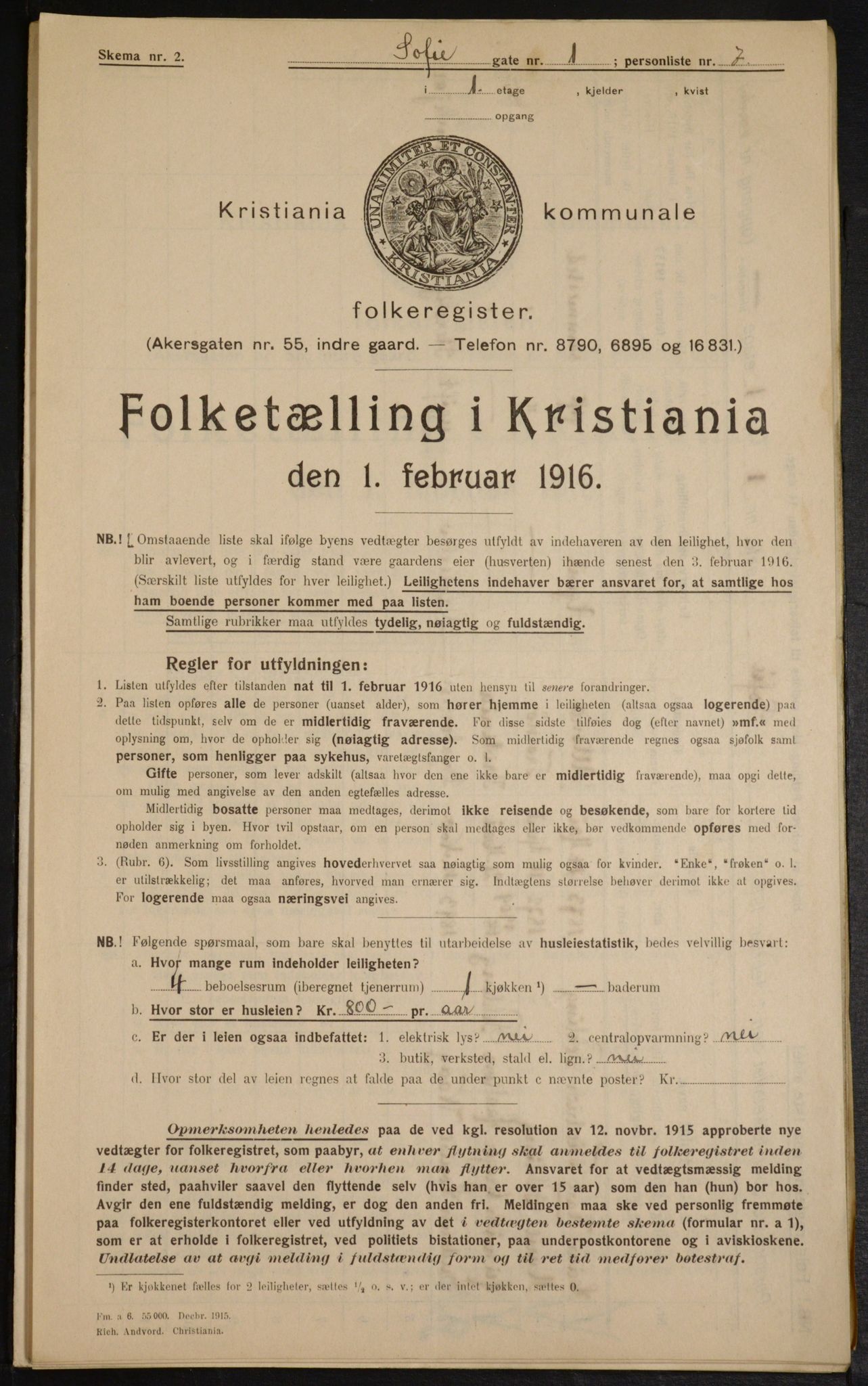 OBA, Municipal Census 1916 for Kristiania, 1916, p. 101158