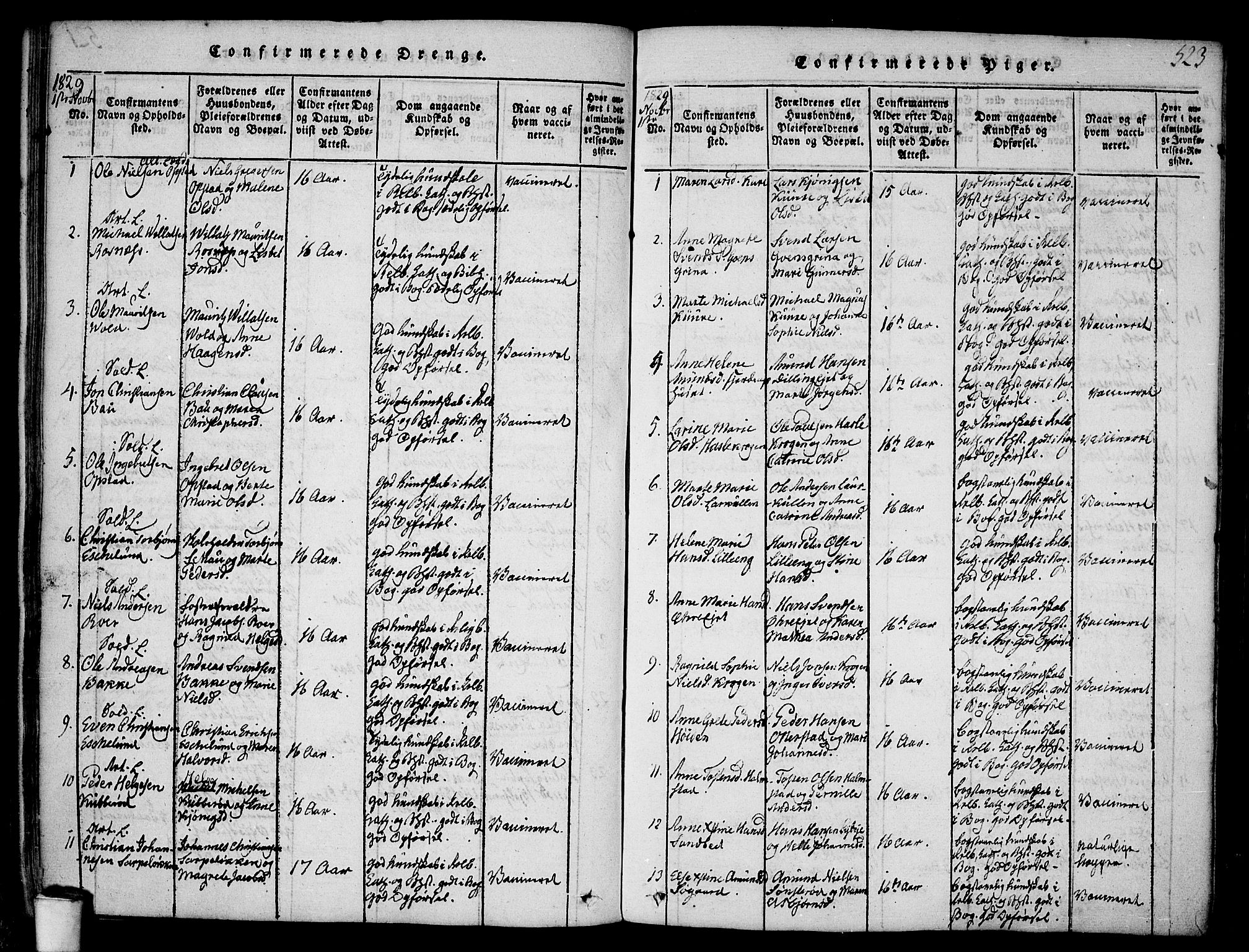 Rygge prestekontor Kirkebøker, SAO/A-10084b/F/Fa/L0003: Parish register (official) no. 3, 1814-1836, p. 522-523