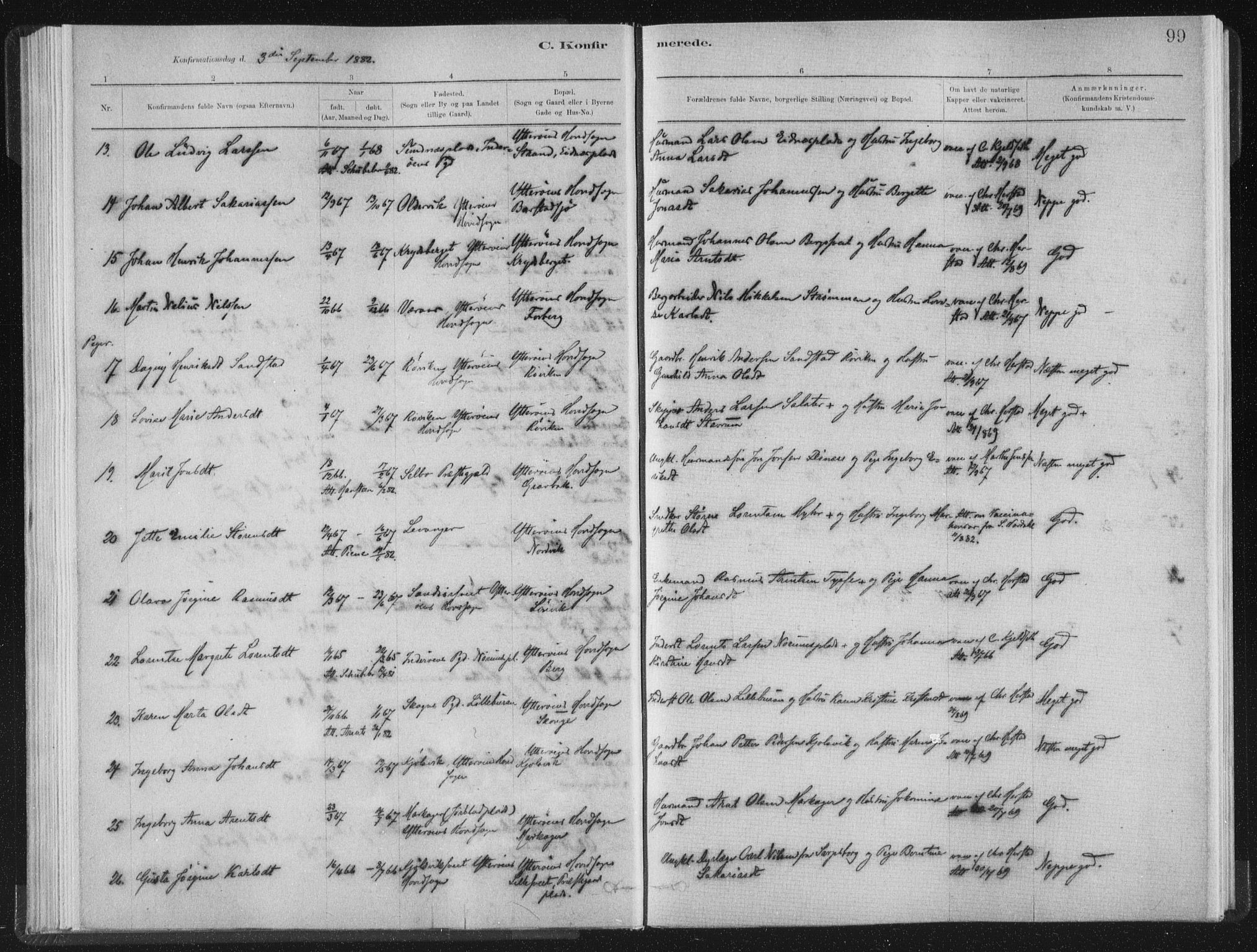Ministerialprotokoller, klokkerbøker og fødselsregistre - Nord-Trøndelag, SAT/A-1458/722/L0220: Parish register (official) no. 722A07, 1881-1908, p. 99