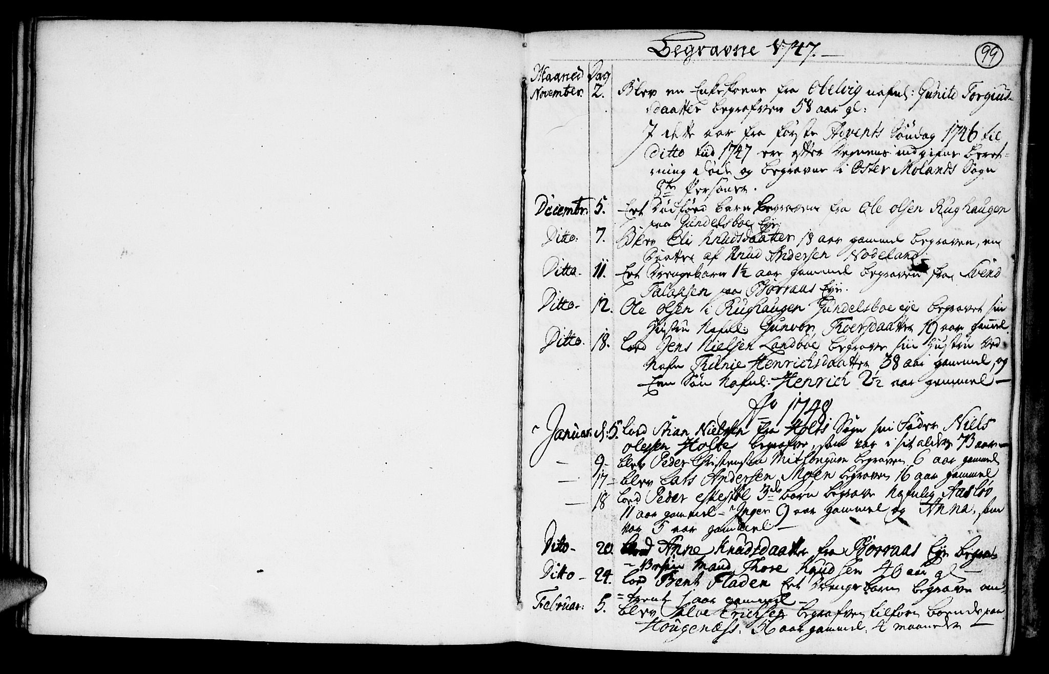 Austre Moland sokneprestkontor, SAK/1111-0001/F/Fa/Faa/L0001: Parish register (official) no. A 1, 1747-1764, p. 99