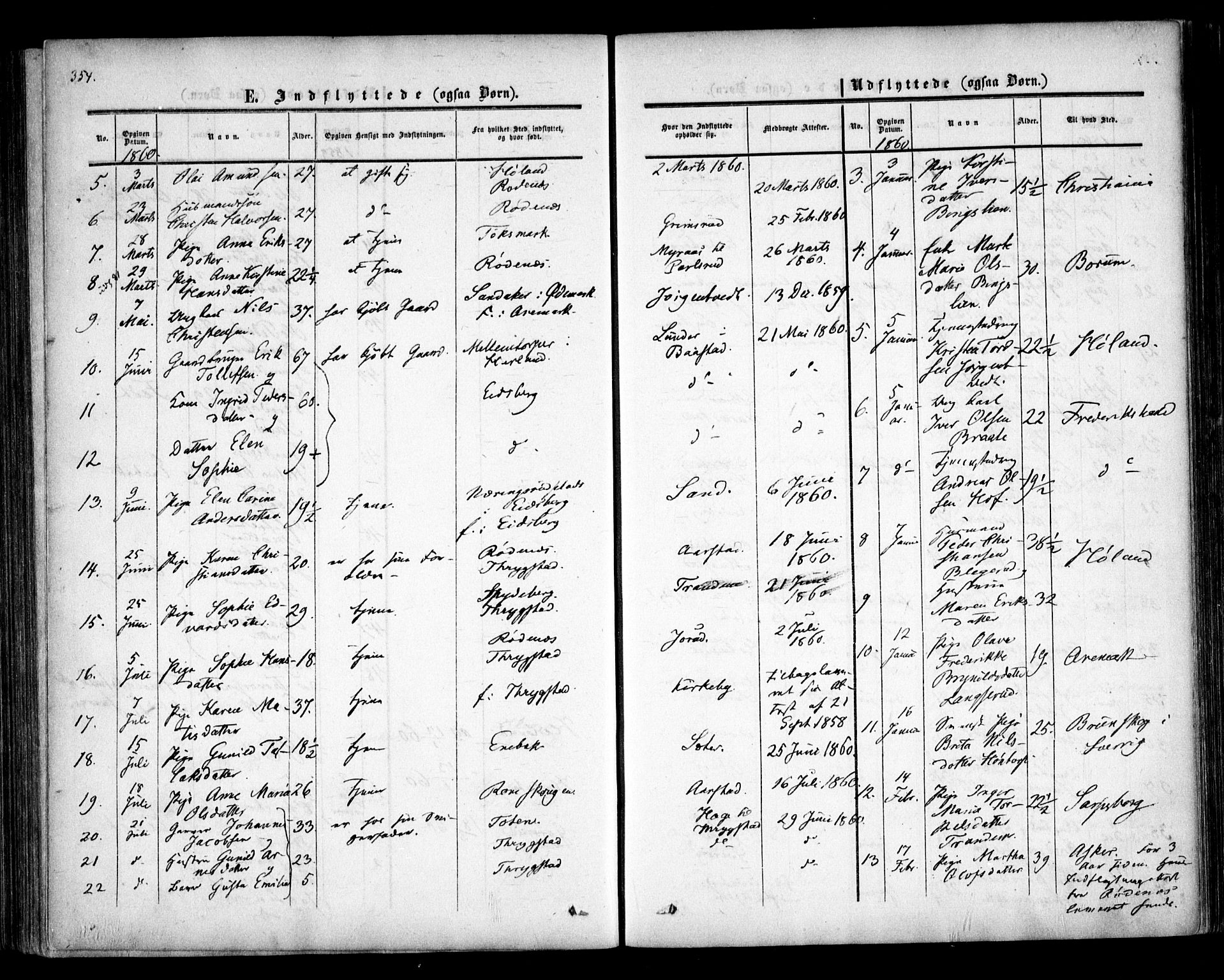 Trøgstad prestekontor Kirkebøker, SAO/A-10925/F/Fa/L0008.b: Parish register (official) no. I 8B, 1855-1864, p. 354
