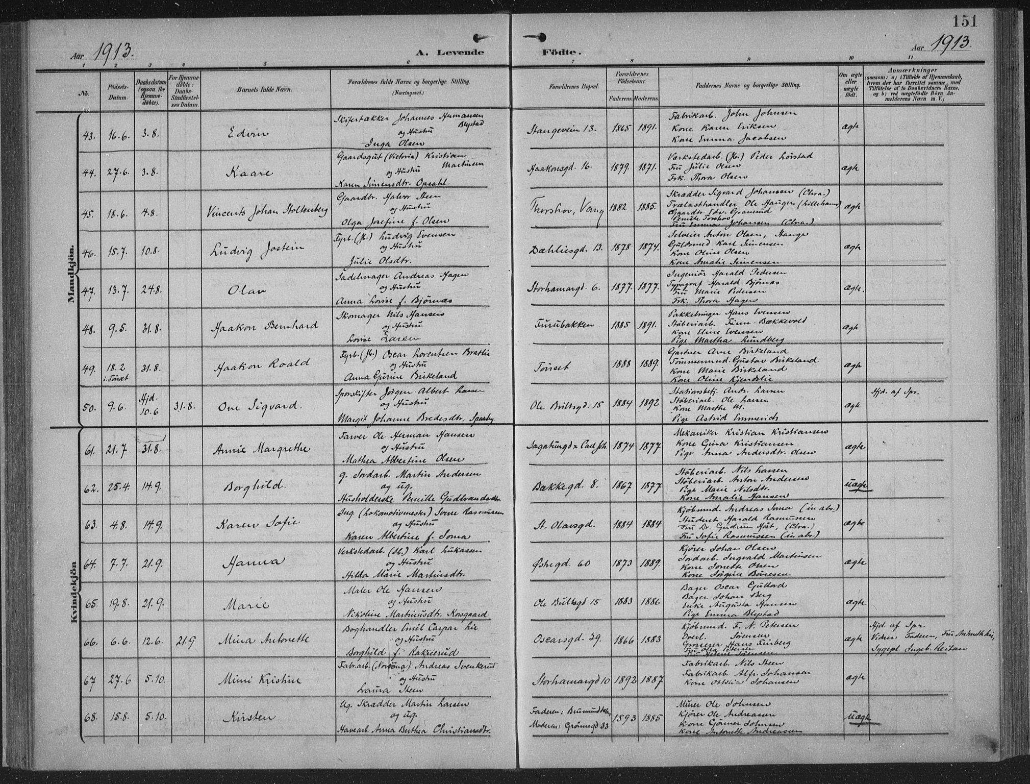 Hamar prestekontor, AV/SAH-DOMPH-002/H/Ha/Haa/L0001: Parish register (official) no. 1, 1900-1914, p. 151