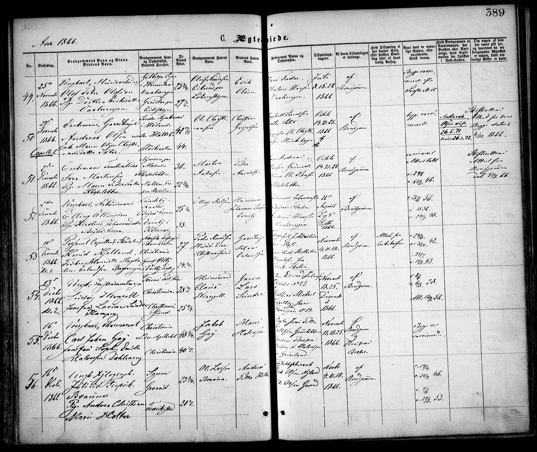 Østre Aker prestekontor Kirkebøker, AV/SAO-A-10840/F/Fa/L0001: Parish register (official) no. I 1, 1861-1869, p. 389