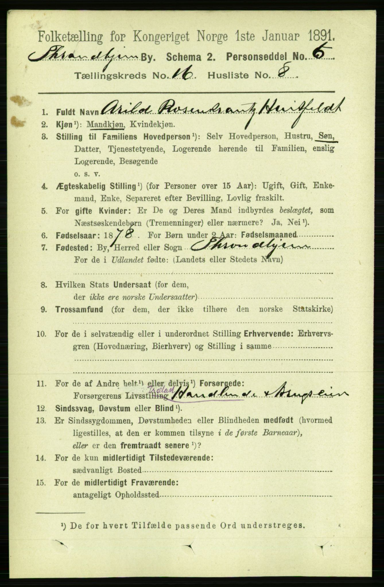 RA, 1891 census for 1601 Trondheim, 1891, p. 12409