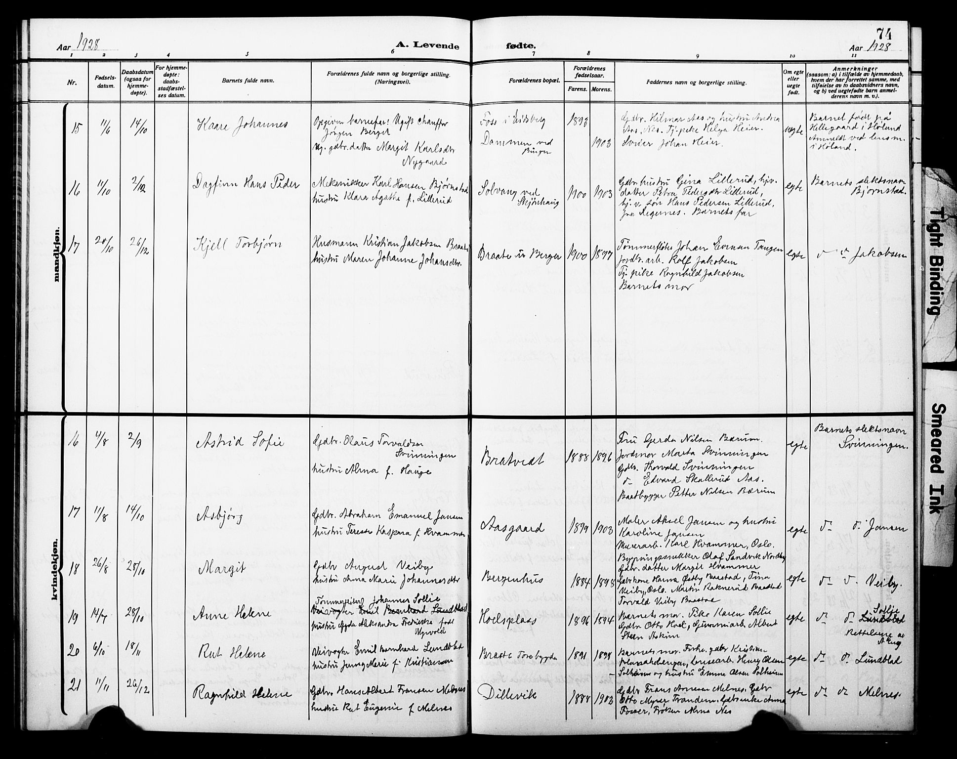 Trøgstad prestekontor Kirkebøker, AV/SAO-A-10925/G/Ga/L0002: Parish register (copy) no. I 2, 1911-1929, p. 74