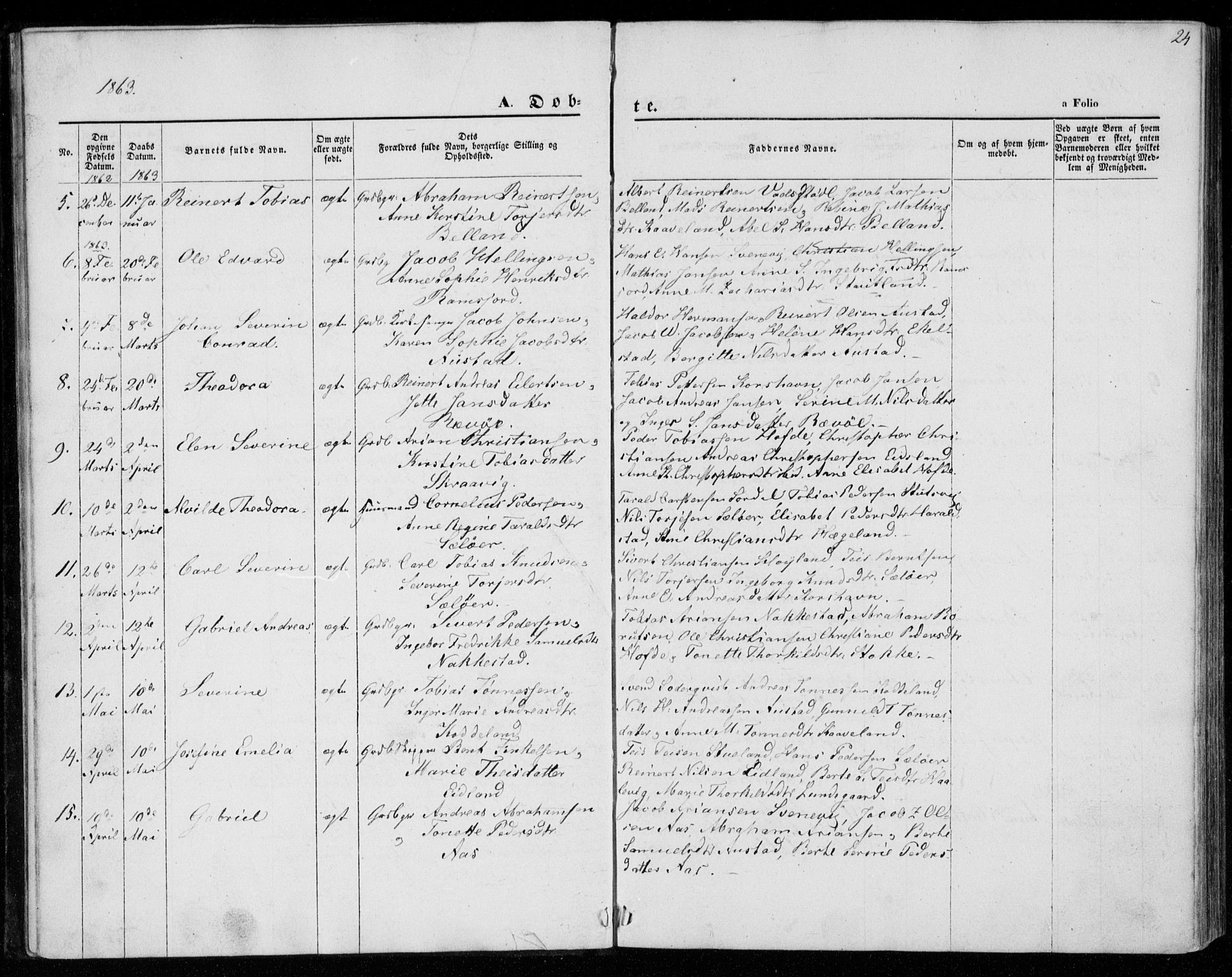 Lyngdal sokneprestkontor, SAK/1111-0029/F/Fa/Faa/L0002: Parish register (official) no. A 2, 1858-1870, p. 24