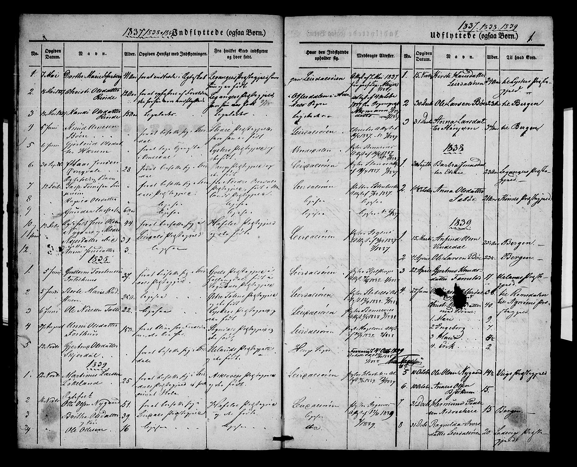 Lærdal sokneprestembete, SAB/A-81201: Parish register (official) no. A 10, 1837-1851, p. 1