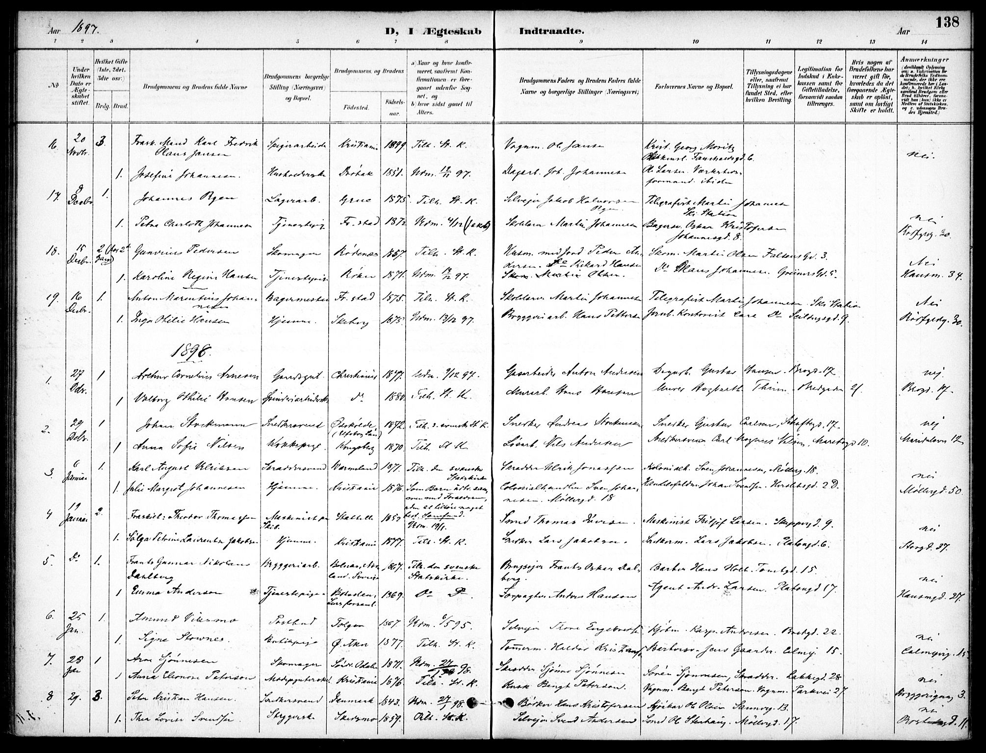 Jakob prestekontor Kirkebøker, SAO/A-10850/F/Fa/L0006: Parish register (official) no. 6, 1895-1908, p. 138