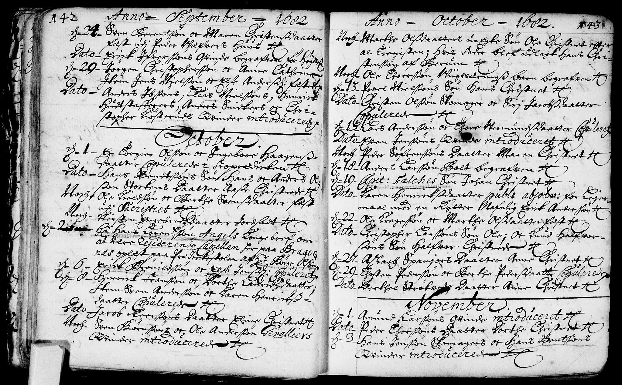 Bragernes kirkebøker, AV/SAKO-A-6/F/Fa/L0002: Parish register (official) no. I 2, 1680-1705, p. 142-143