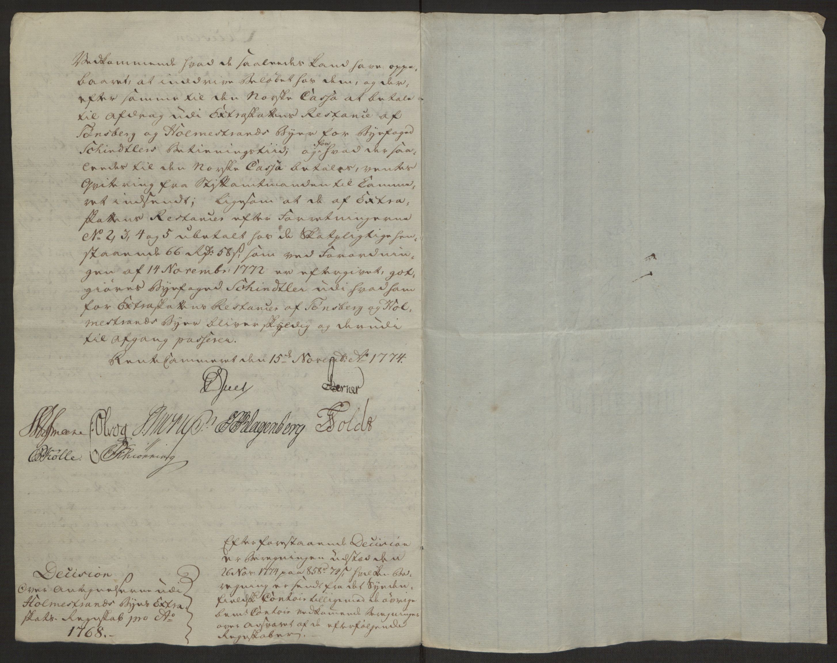 Rentekammeret inntil 1814, Reviderte regnskaper, Byregnskaper, AV/RA-EA-4066/R/Rh/L0163/0001: [H4] Kontribusjonsregnskap / Ekstraskatt, Holmestrand, 1762-1772, p. 388