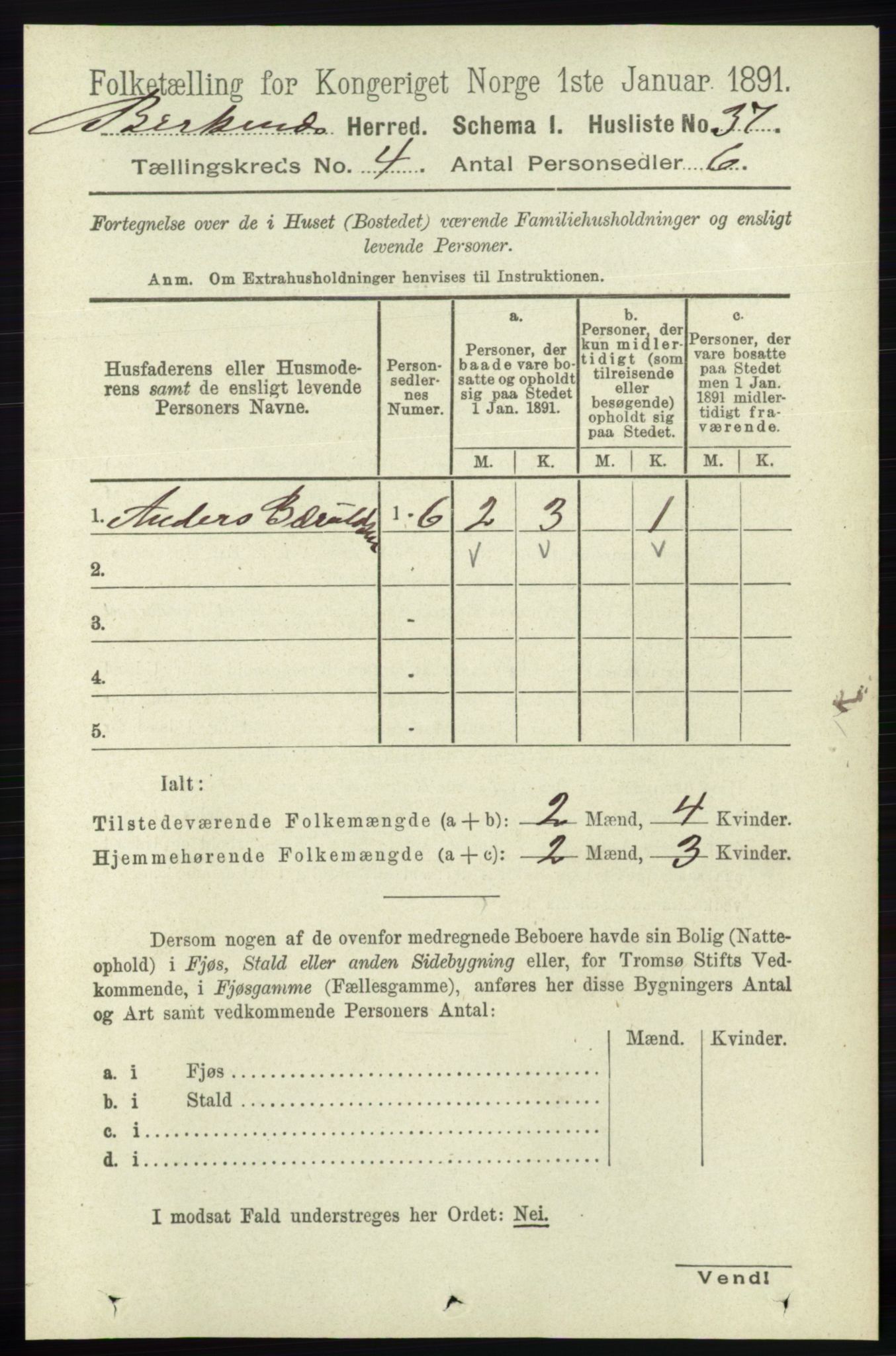 RA, 1891 Census for 0928 Birkenes, 1891, p. 1238