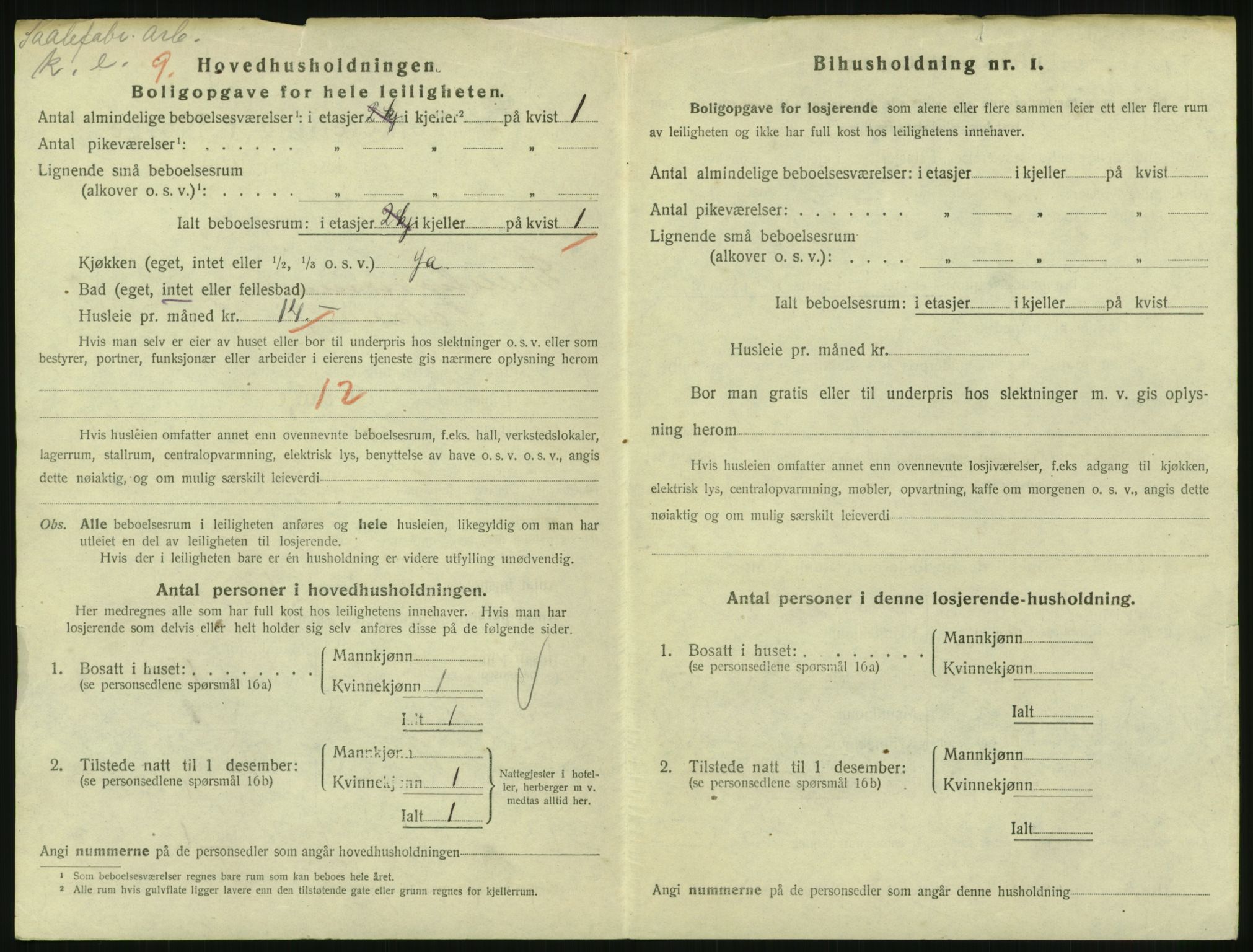 SAH, 1920 census for Lillehammer, 1920, p. 2791