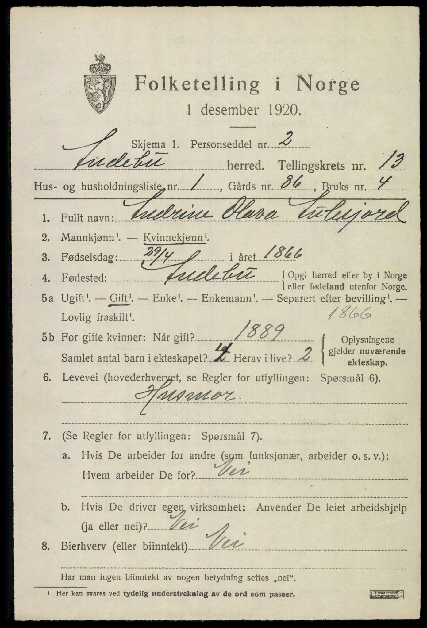 SAKO, 1920 census for Andebu, 1920, p. 4790