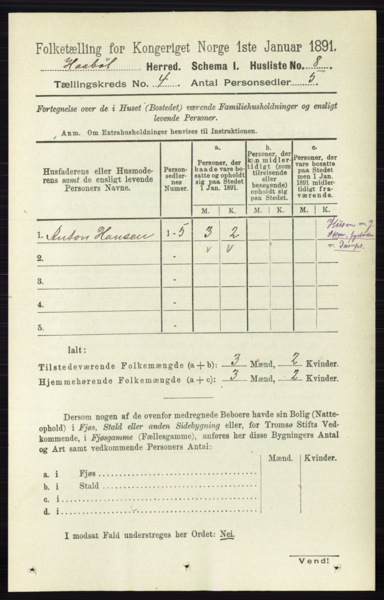 RA, 1891 census for 0138 Hobøl, 1891, p. 2334