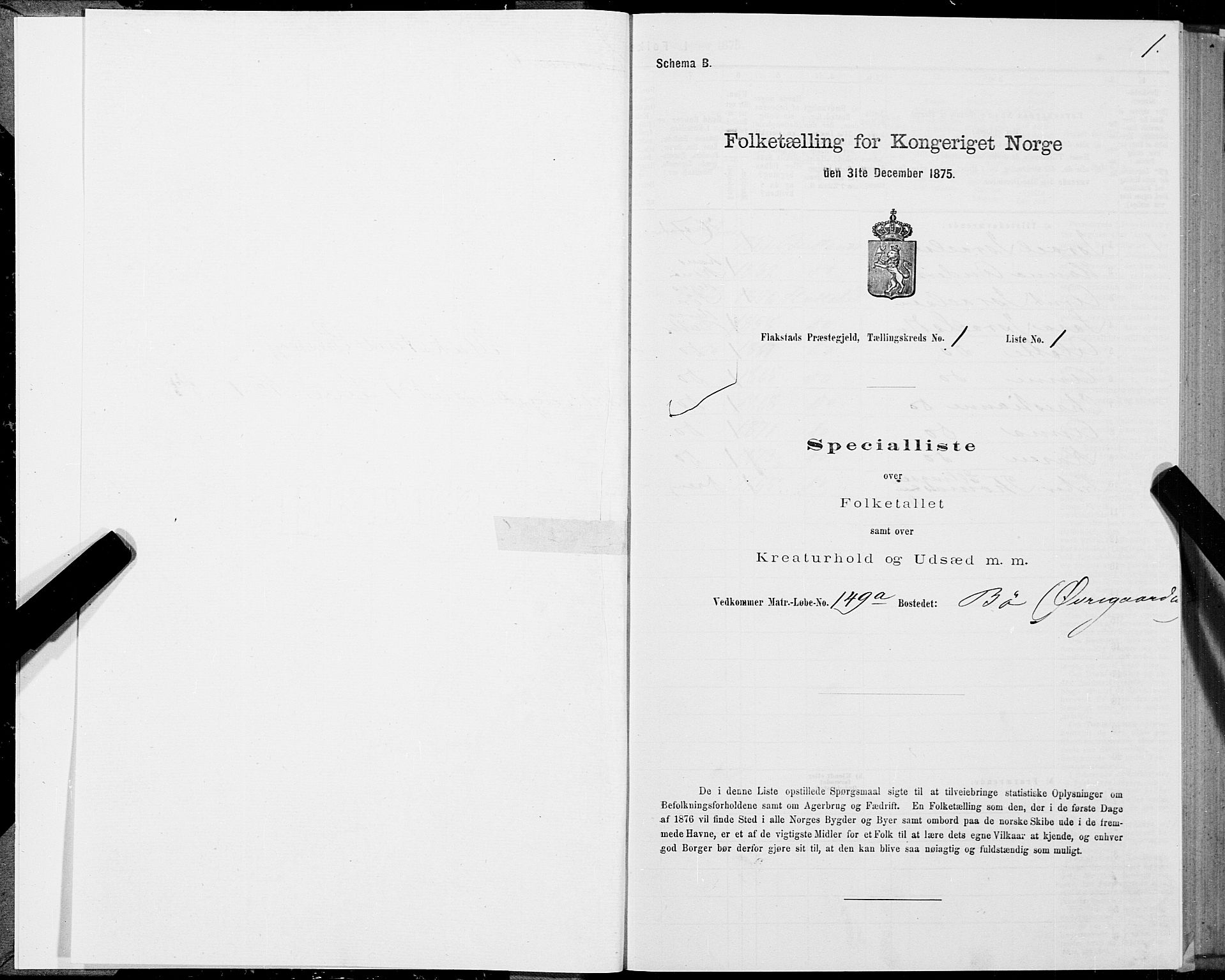 SAT, 1875 census for 1859P Flakstad, 1875, p. 1001