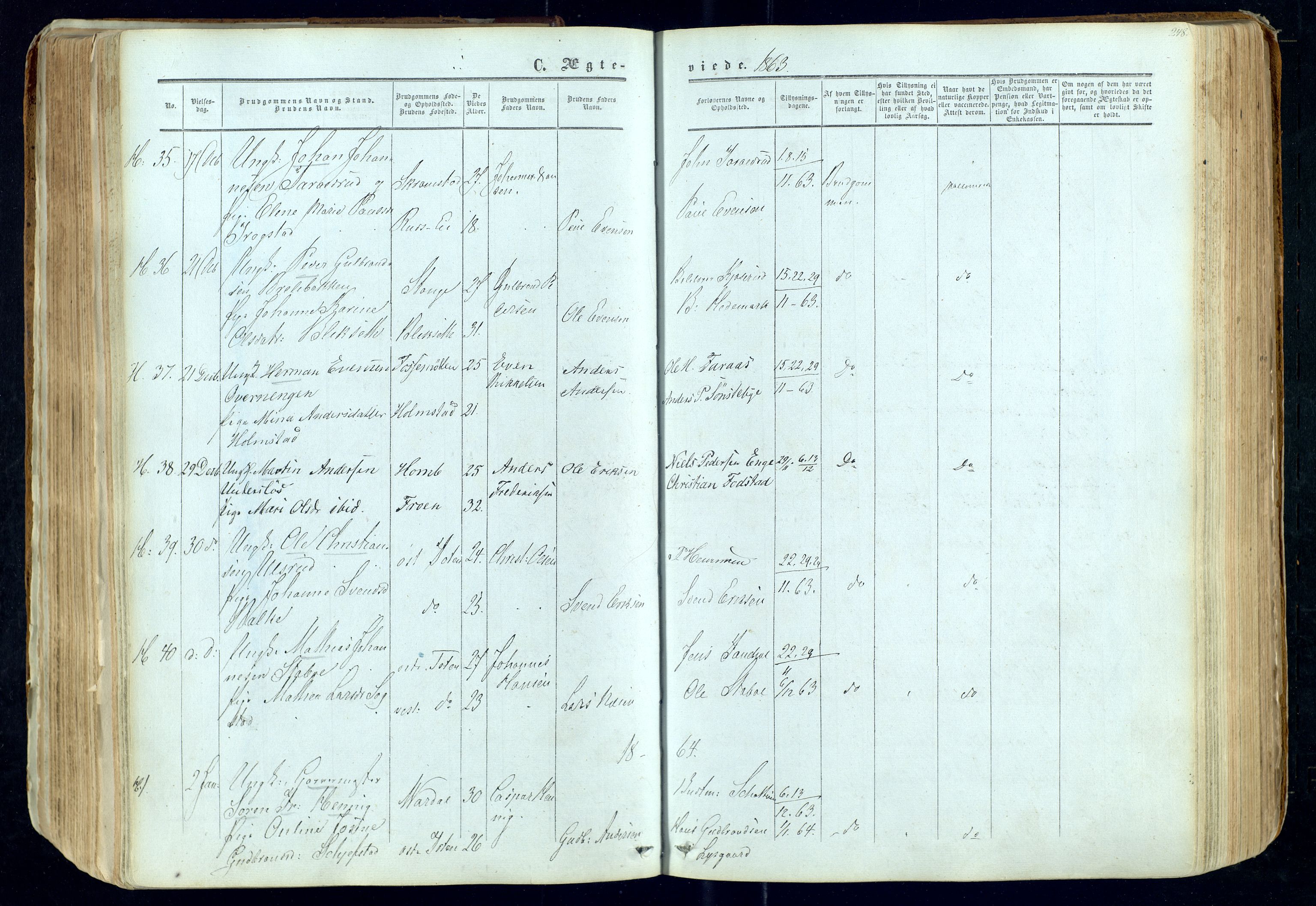 Østre Toten prestekontor, SAH/PREST-104/H/Ha/Haa/L0004: Parish register (official) no. 4, 1857-1865, p. 248
