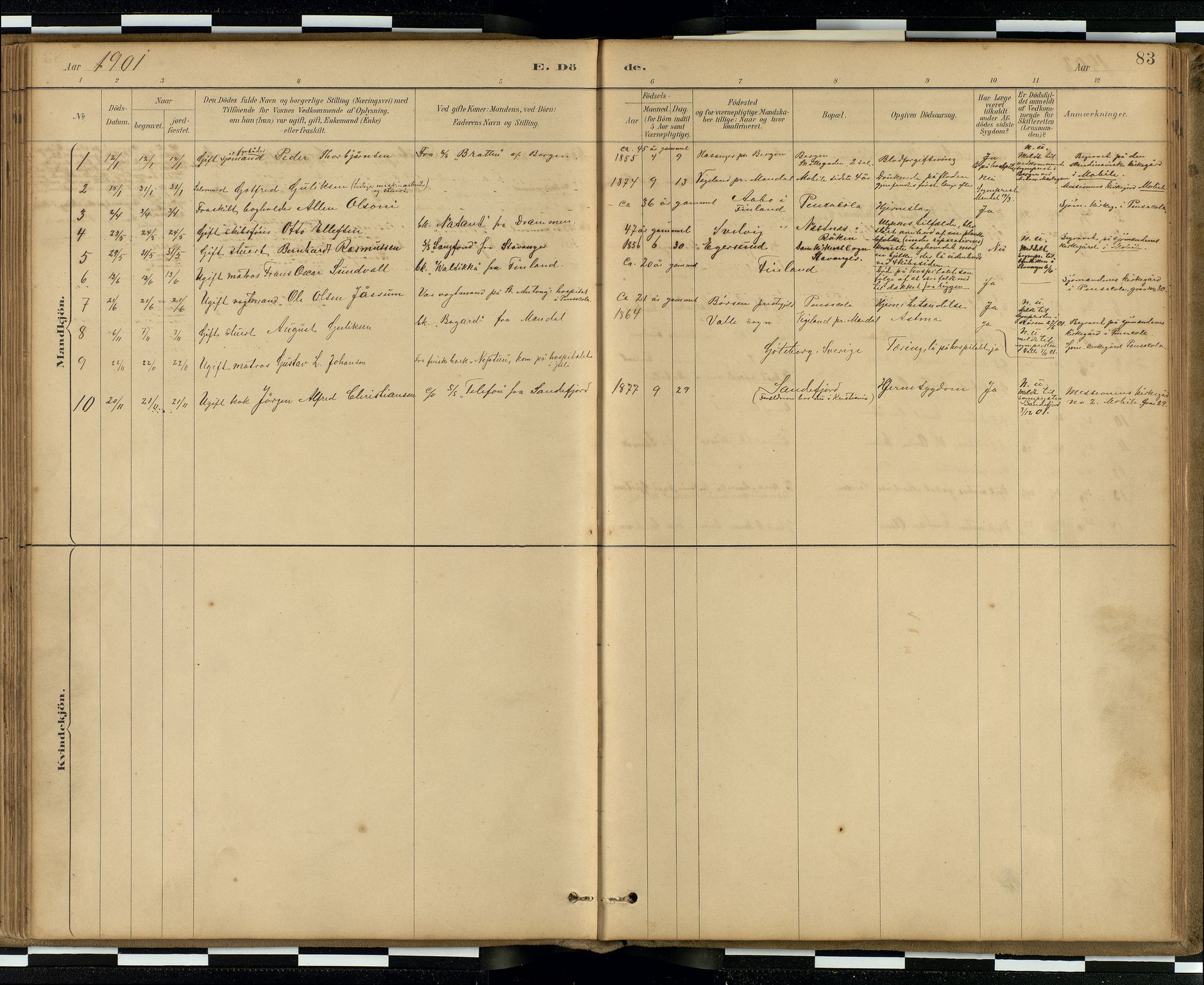 Den norske sjømannsmisjon i utlandet / Quebec (Canada) samt Pensacola--Savannah-Mobile-New Orleans-Gulfport (Gulfhamnene i USA), SAB/SAB/PA-0114/H/Ha/L0001: Parish register (official) no. A 1, 1887-1924, p. 82b-83a