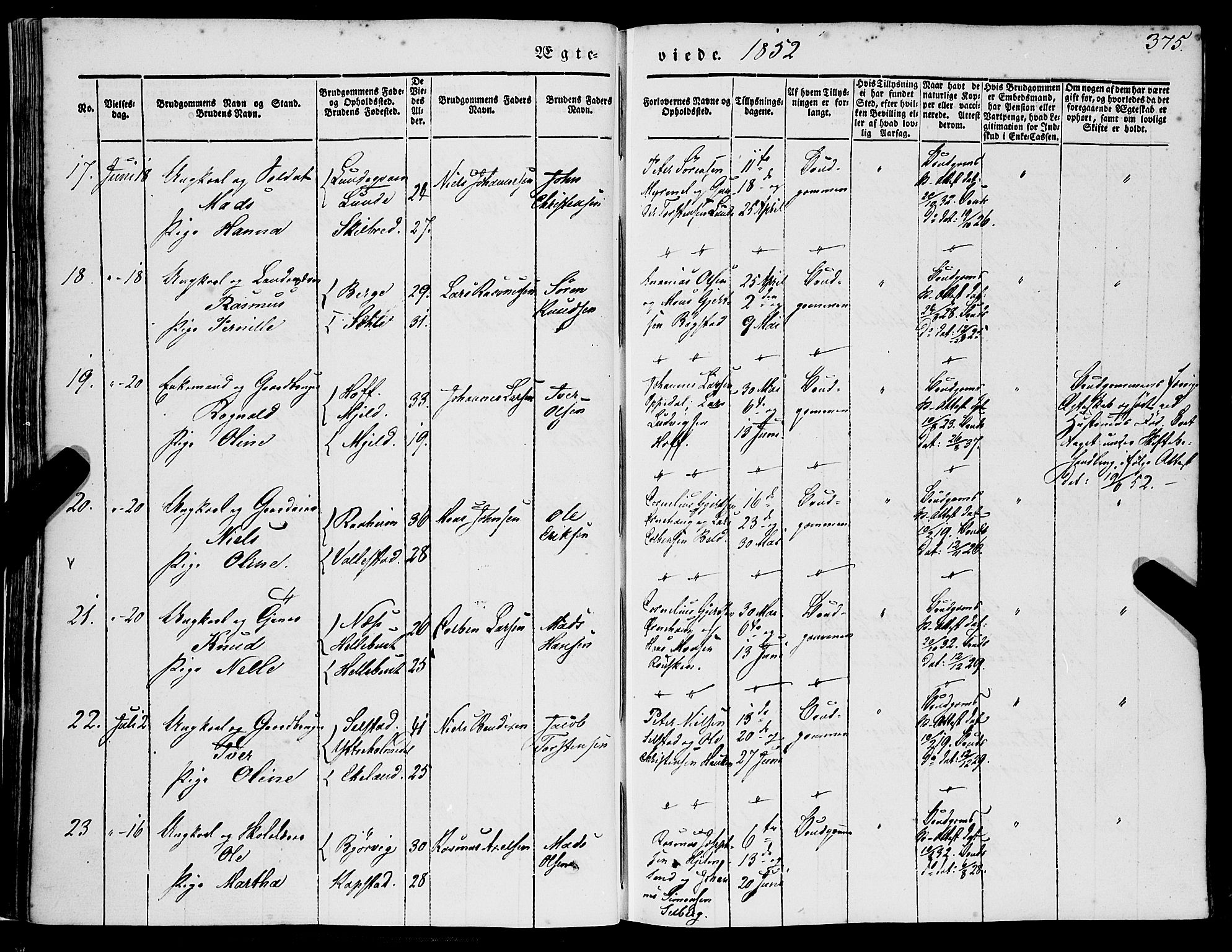 Gaular sokneprestembete, SAB/A-80001/H/Haa: Parish register (official) no. A 4II, 1841-1859, p. 375