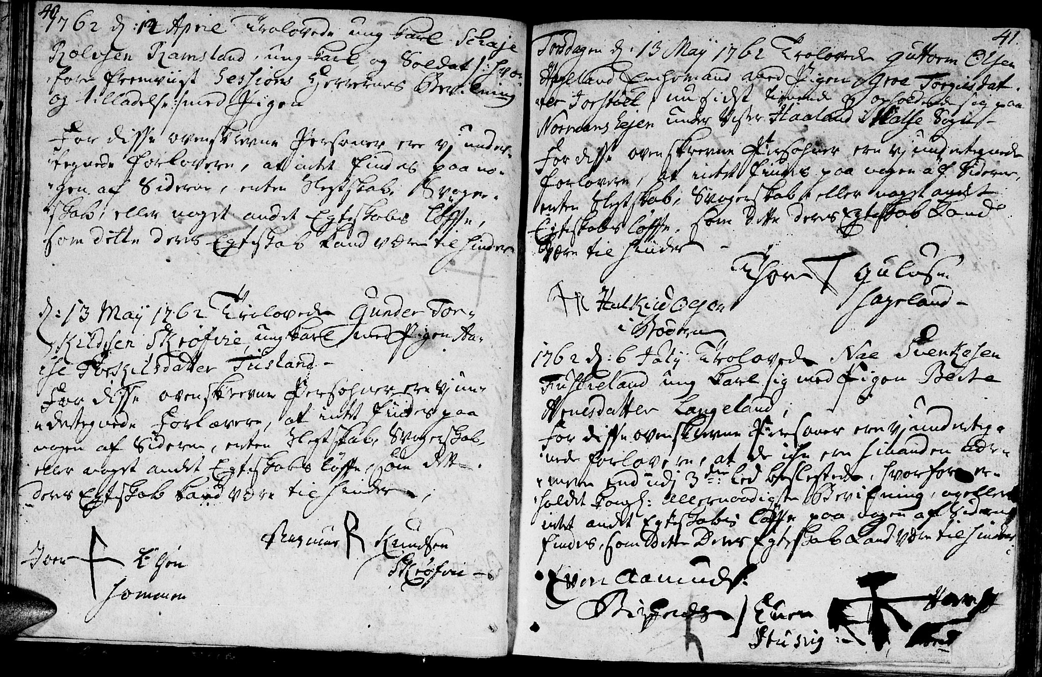 Holum sokneprestkontor, SAK/1111-0022/F/Fa/Faa/L0001: Parish register (official) no. A 1, 1750-1802, p. 40-41