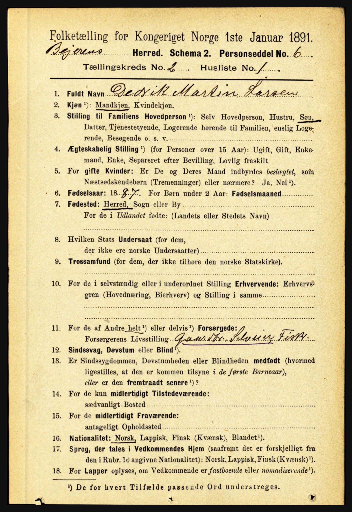 RA, 1891 census for 1839 Beiarn, 1891, p. 390