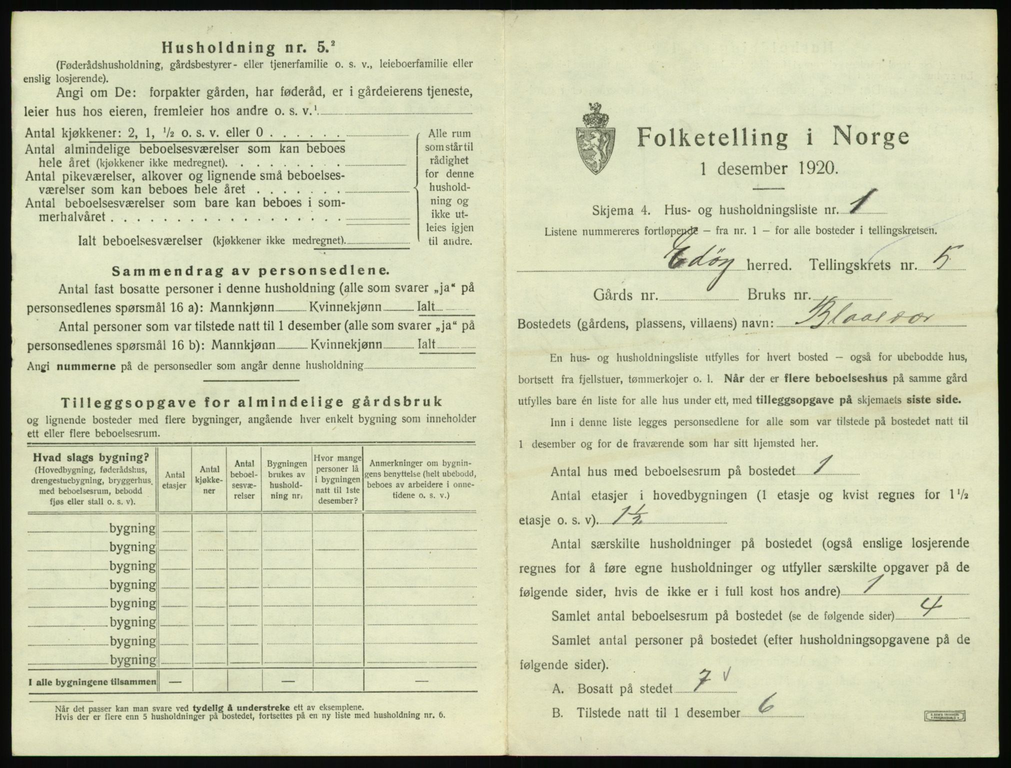 SAT, 1920 census for Edøy, 1920, p. 236