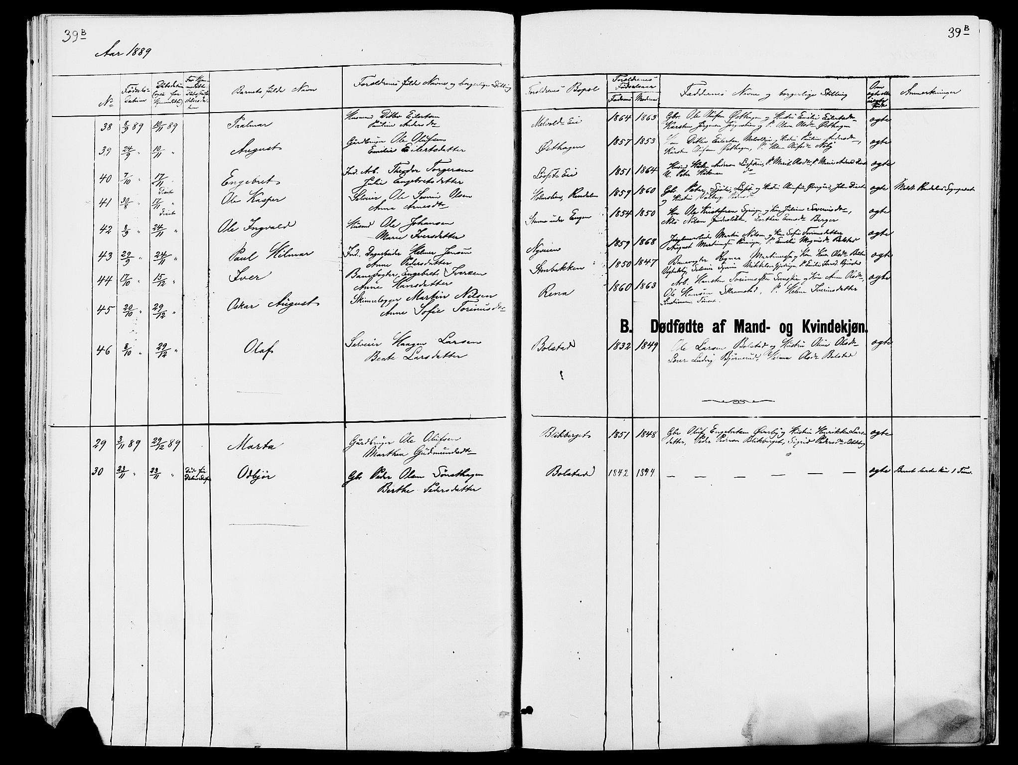 Åmot prestekontor, Hedmark, AV/SAH-PREST-056/H/Ha/Haa/L0010: Parish register (official) no. 10, 1884-1889, p. 39b