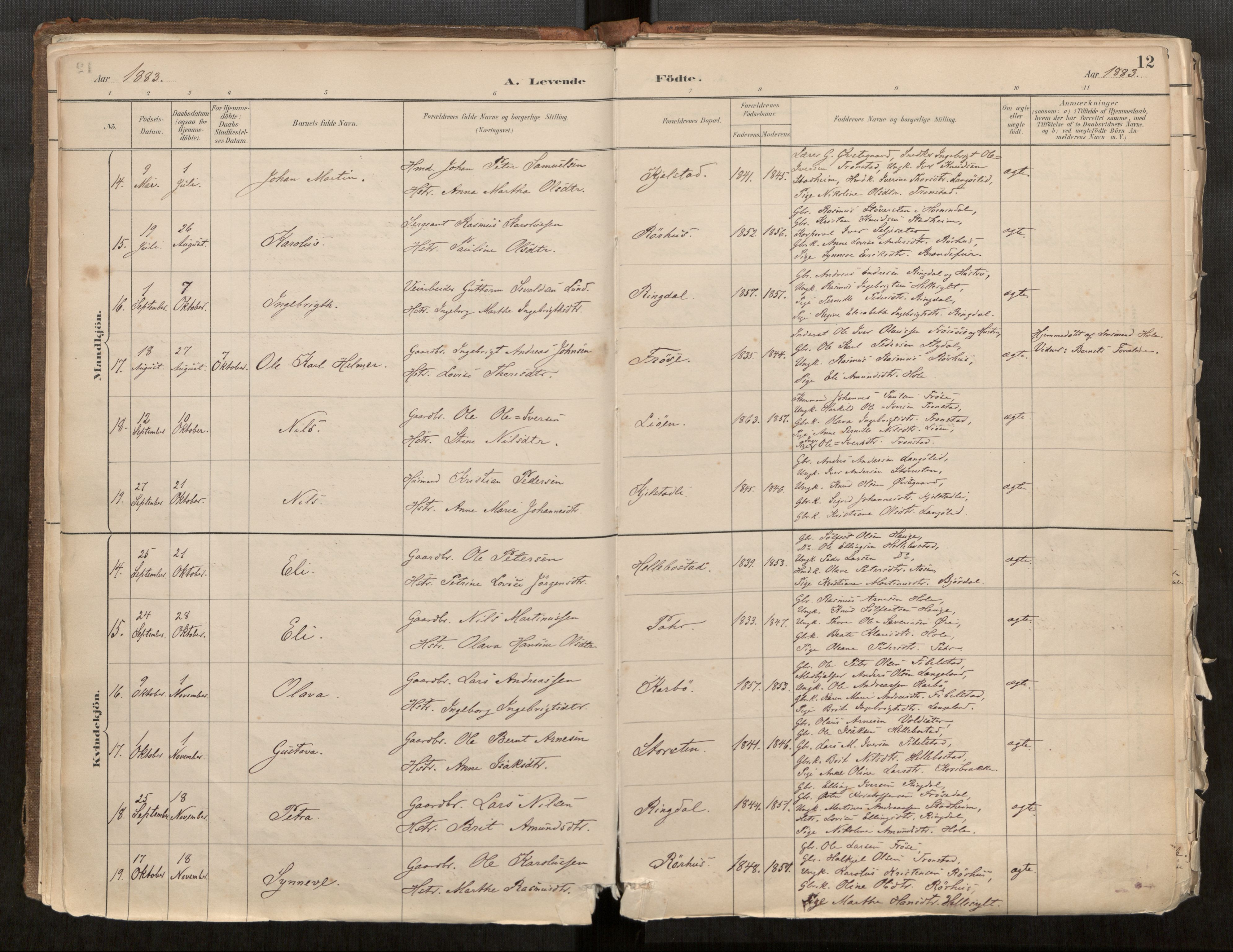 Sunnylven sokneprestkontor, AV/SAT-A-1007: Parish register (official) no. 517A08, 1882-1939, p. 12