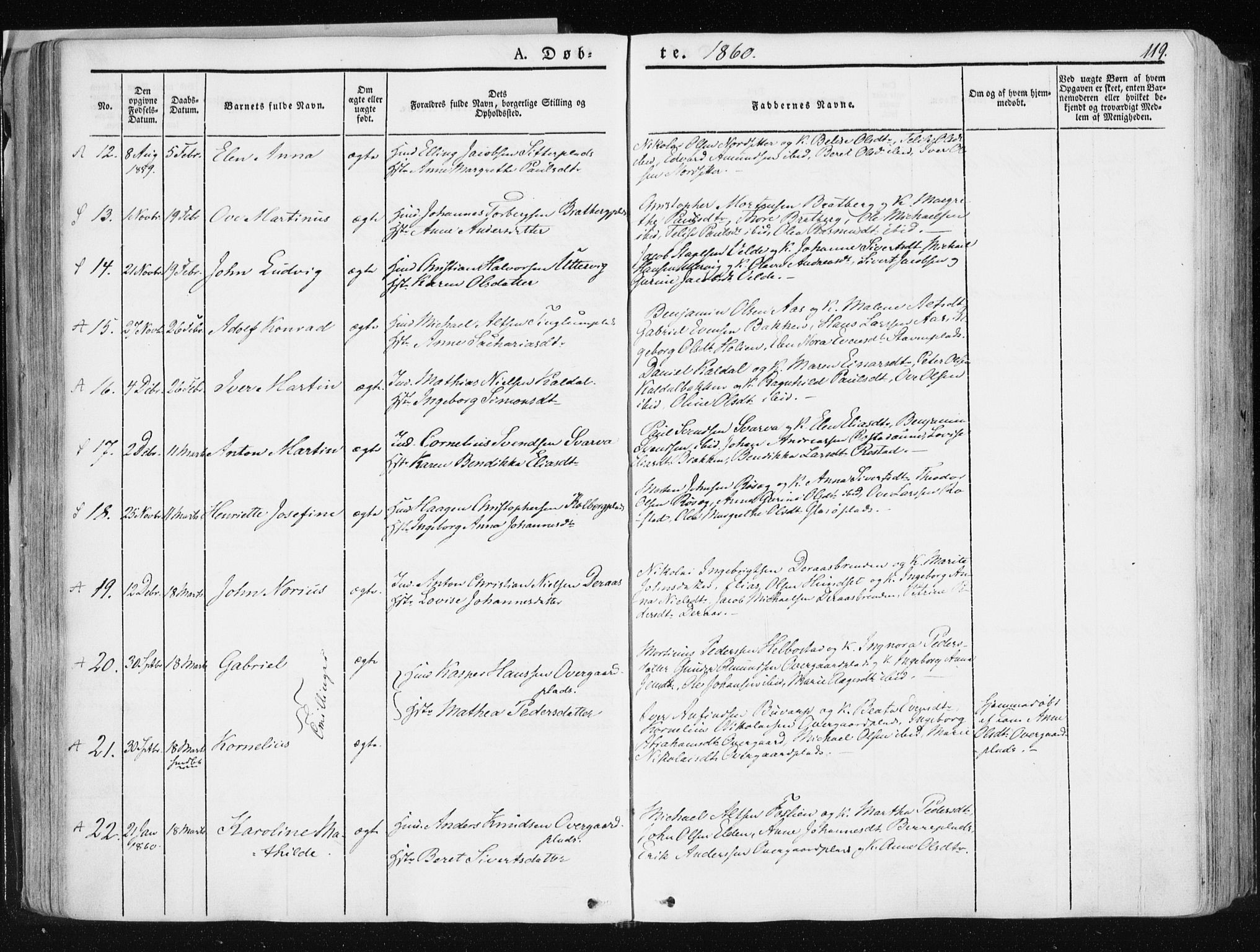 Ministerialprotokoller, klokkerbøker og fødselsregistre - Nord-Trøndelag, SAT/A-1458/741/L0393: Parish register (official) no. 741A07, 1849-1863, p. 119