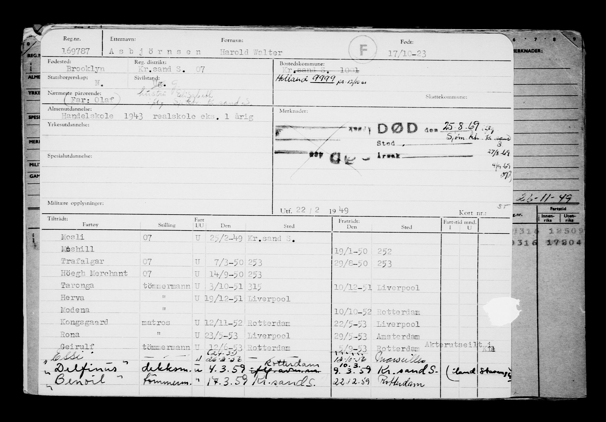 Direktoratet for sjømenn, RA/S-3545/G/Gb/L0224: Hovedkort, 1923, p. 39