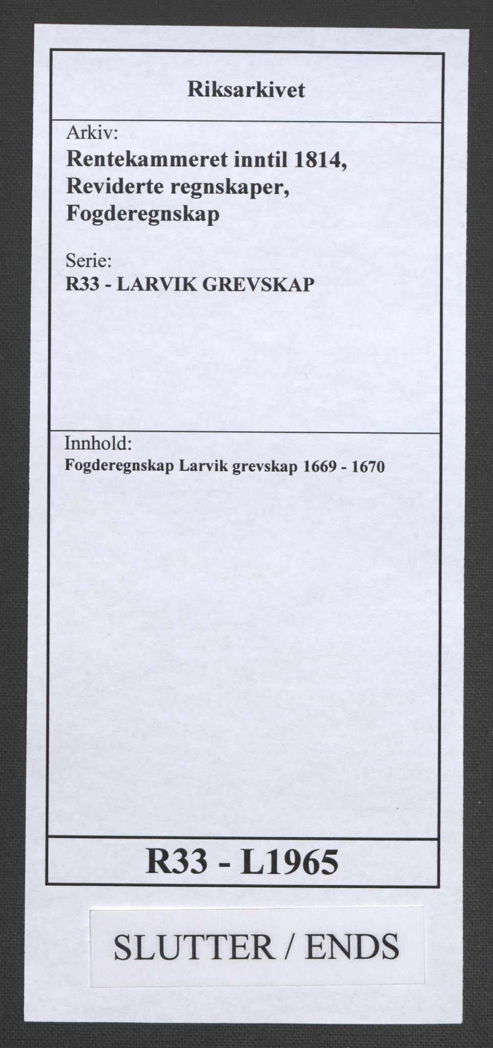 Rentekammeret inntil 1814, Reviderte regnskaper, Fogderegnskap, AV/RA-EA-4092/R33/L1965: Fogderegnskap Larvik grevskap, 1669-1670, p. 259