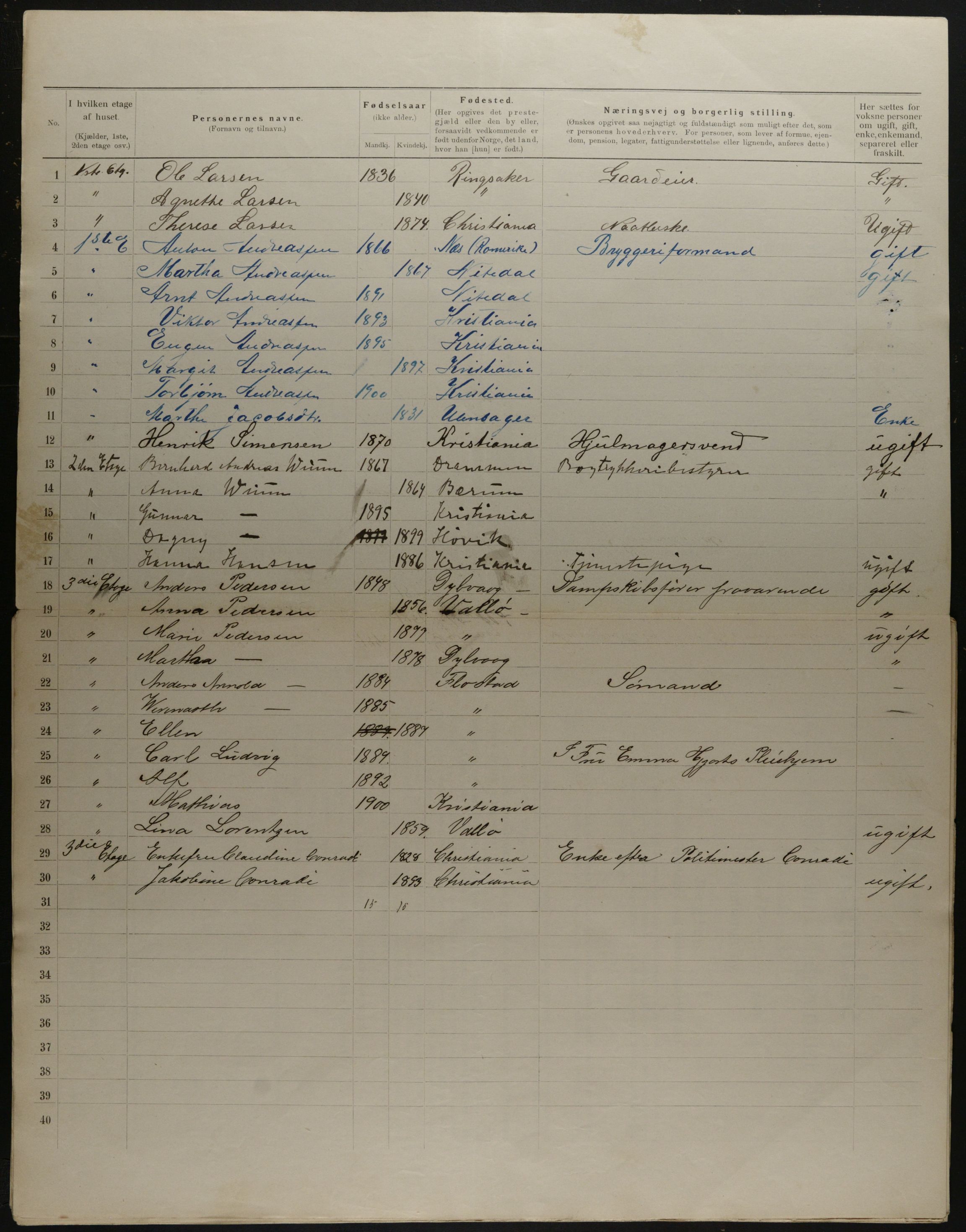 OBA, Municipal Census 1901 for Kristiania, 1901, p. 18962