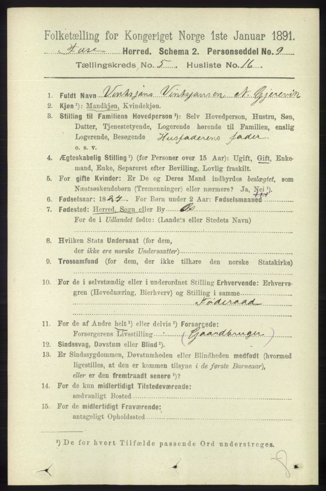 RA, 1891 census for 1241 Fusa, 1891, p. 990